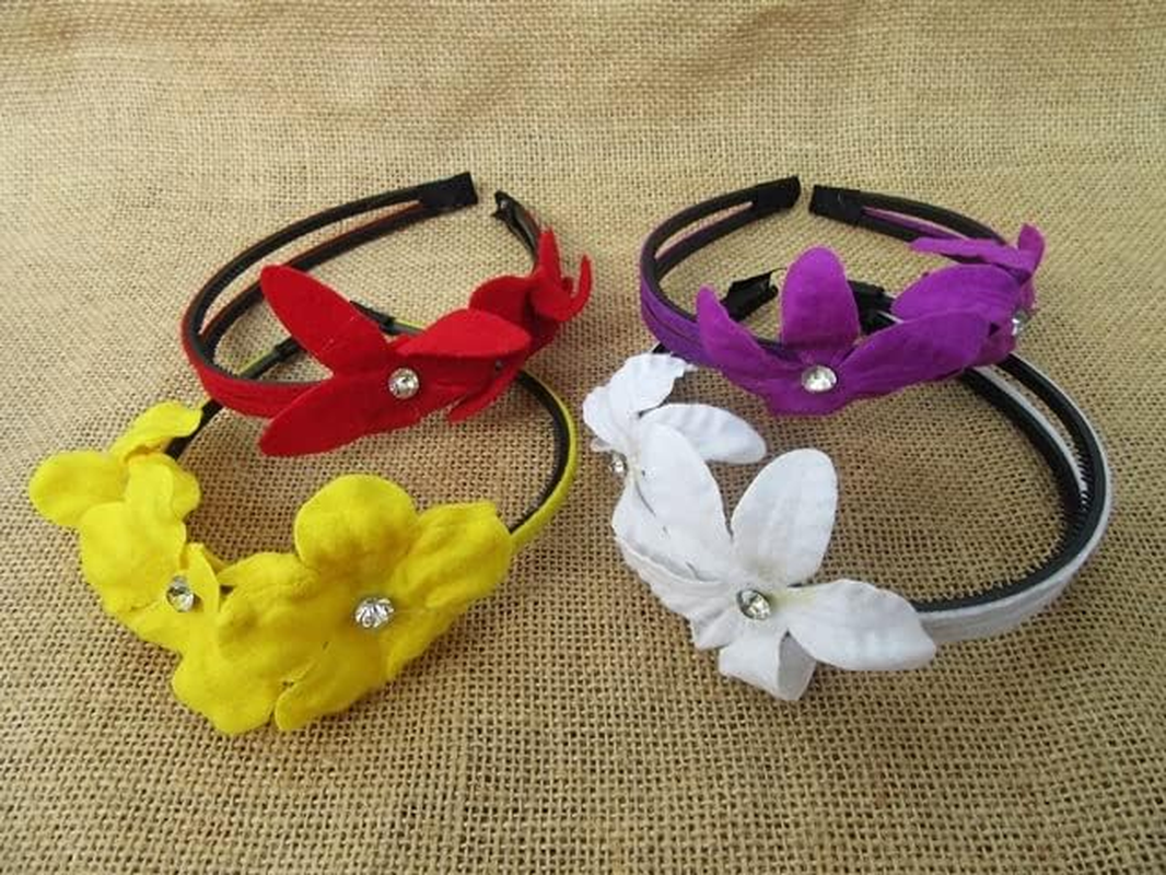 12Pcs Hair Band Headband with Flower Mixed Color 12Mm Wide image number 3