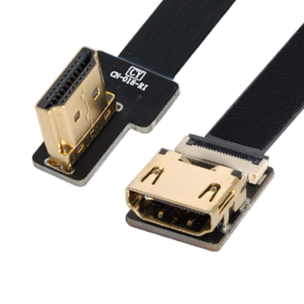 Xiwai CYFPV Right Angled 90 Degree HDMI Male to Female FPC Flat Cable for HDTV Multicopter Aerial Photography (0.1M)
