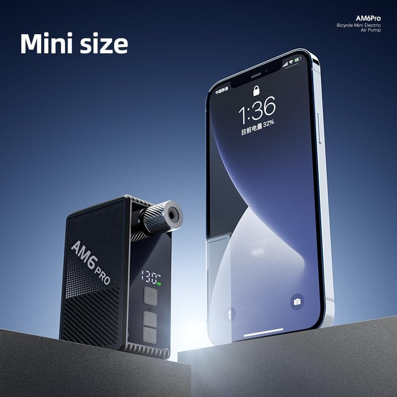 Mini Electric Bicycle Pump,130Psi Auto Stop Bicycle Air Pump with Memory Function, Presta and Schrader Valve for All Bike, Type-C Rechargeable Battery image number 2