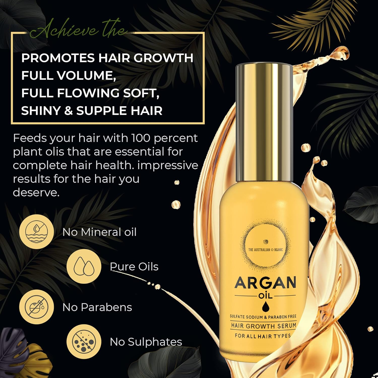 Hair Growth Treatment Serum Sulphate & Paraben Free with Argan Oil. Stimulates Hair Growth, Great for Slow Growing Hair and Hair Loss Problems for Men and Women