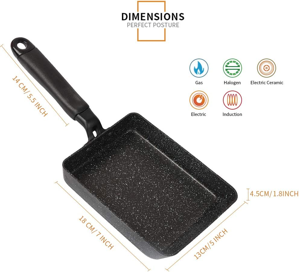 Mylifeunit Non-Stick Omelette Pan, Japanese Rolled Omelet Pan Tamagoyaki Egg Pan (Black) image number 2