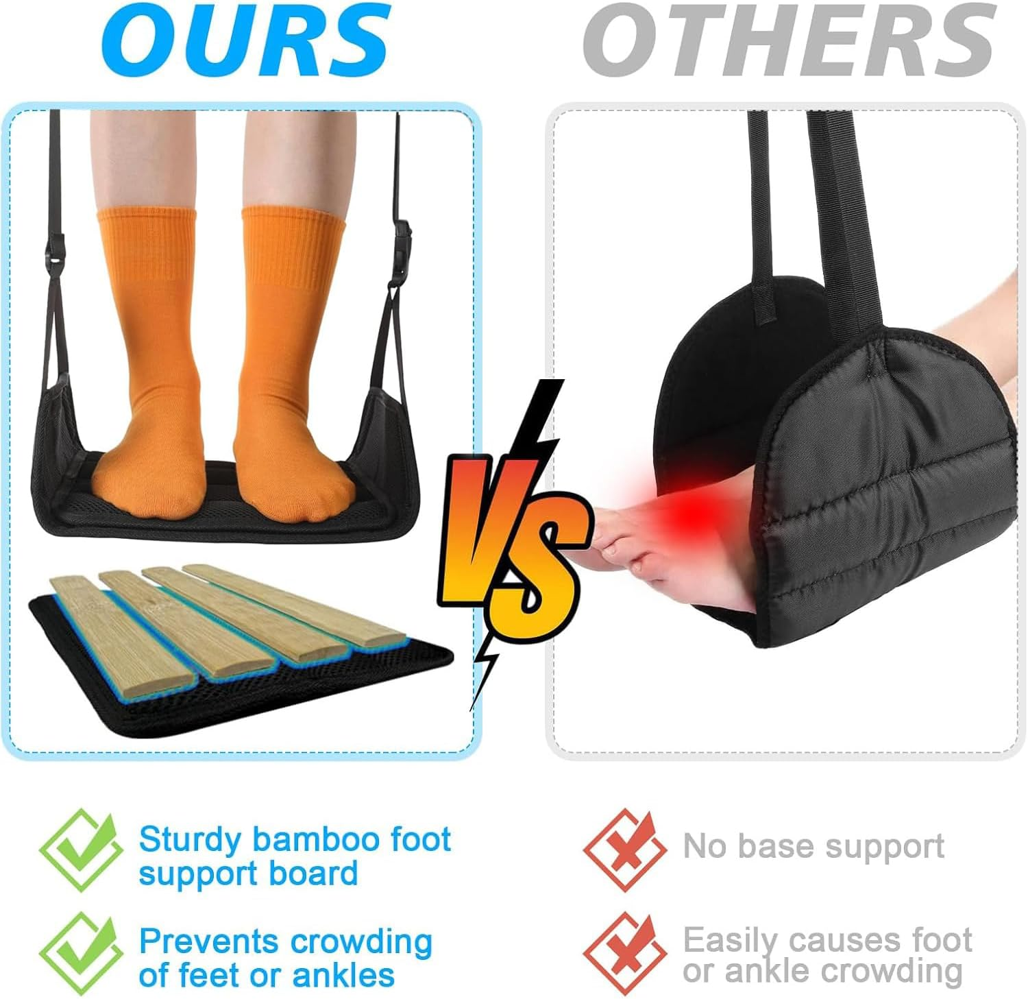 Airplane Foot Rest,No Collapse Foot Hammock for Plane,Adjustable Height Portable under Desk Travel Foot Rest,Airplane Travel Essentials,Leg Hammock Relieves Foot Fatigue image number 5