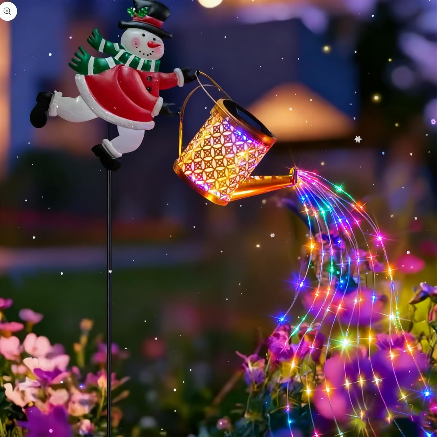 Christmas Santa Solar Kettle Lights, Garden Lawn Decorative Outdoor Waterproof Metal Watering Can with LED String Lights, Hanging Solar Lamp for Patio Yard Pathway Decorations Gifts (Color-2Pc)