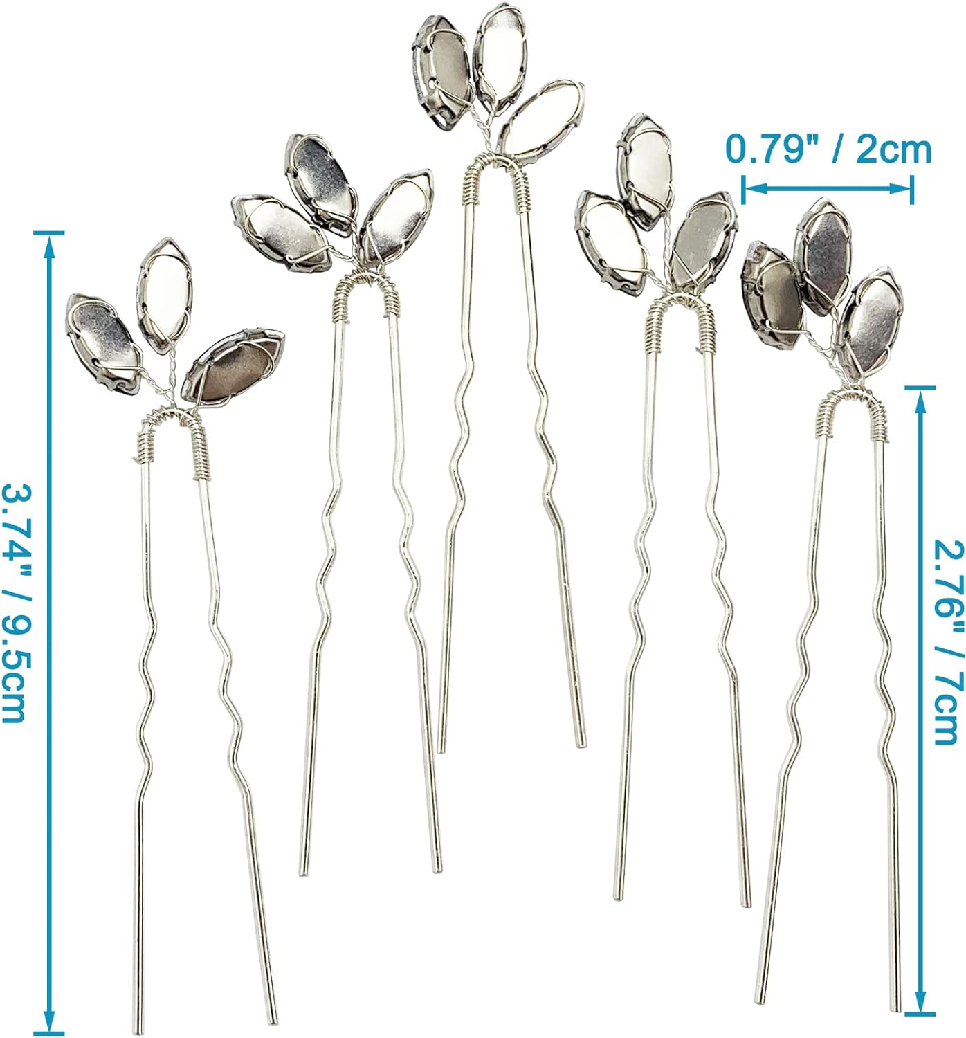 BETITETO Crystal Bridal Hair Pins Accessories 5 Pieces U-Shaped Rhinestone Headpiece for Wedding Party (Emerald Green)