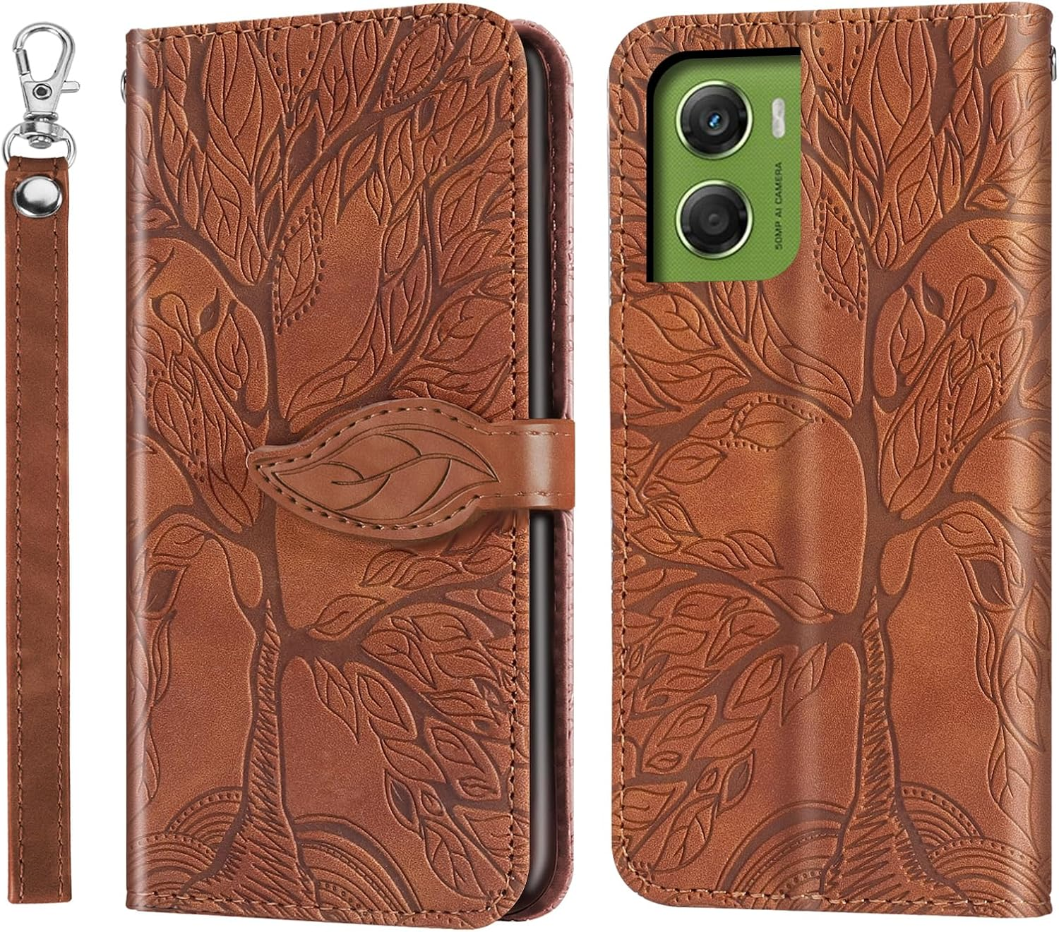 CXTCASE Case for Motorola Moto G06 PU Leather Folio Flip Cover with Card Slots, Magnetic Wallet Phone Case for Motorola Moto G06 - Red