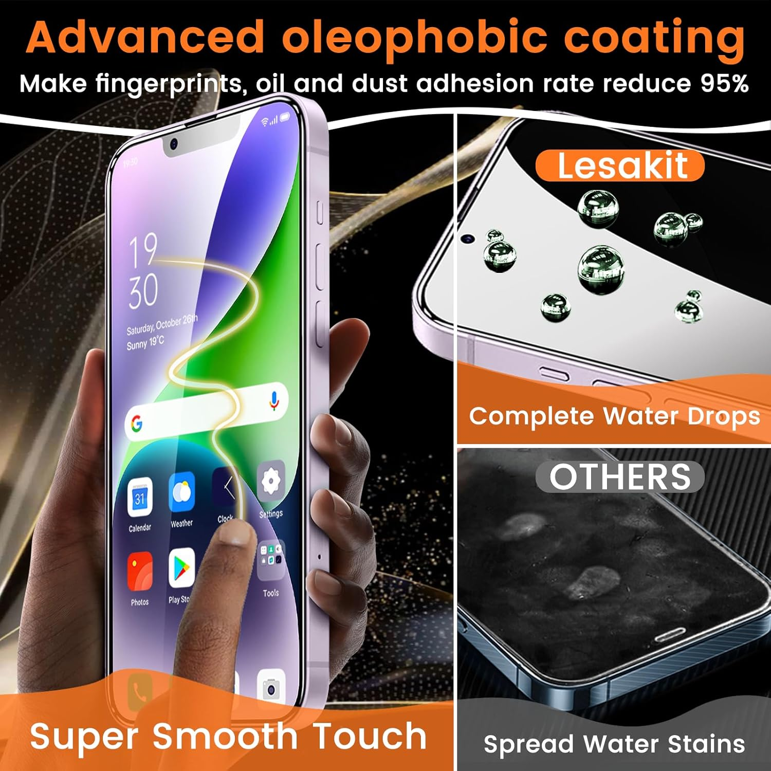 Lesakit 3+3 Pack Privacy Screen Protector for Iphone 14 plus 6.7-Inch with 3 Pack Camera Lens Protector, anti Spy Tempered Glass Film 9H Hardness Bubble Free Case Friendly