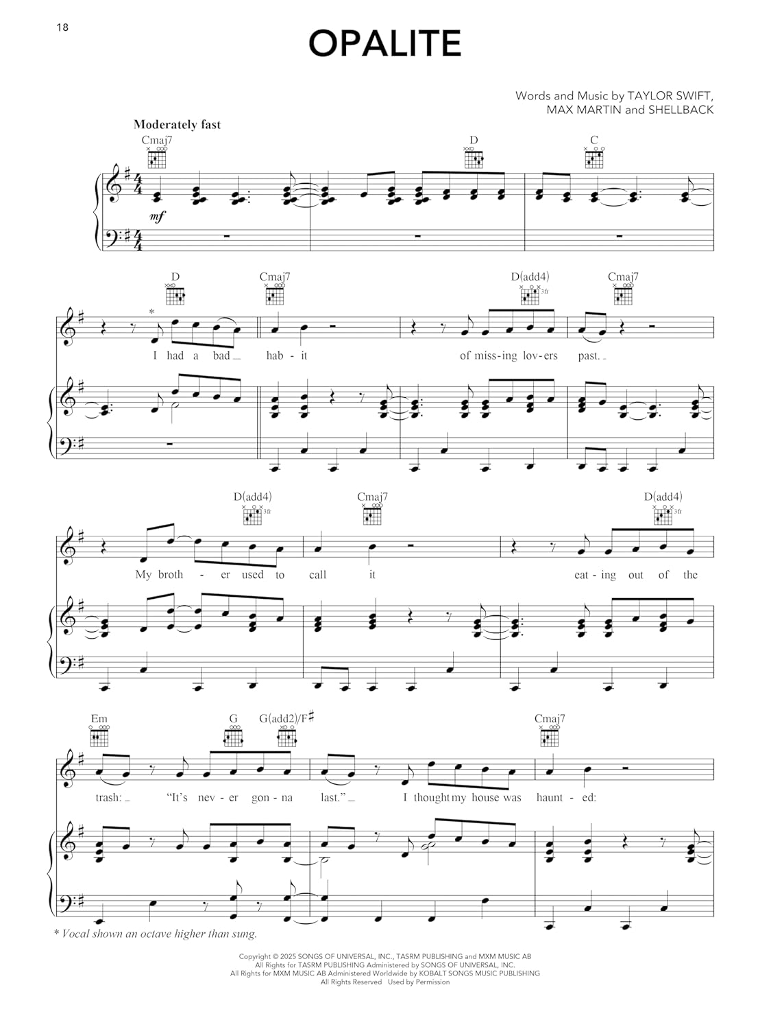 Taylor Swift - the Life of a Showgirl: All 12 Songs from the Album Arranged for Piano, Voice, and Guitar image number 5