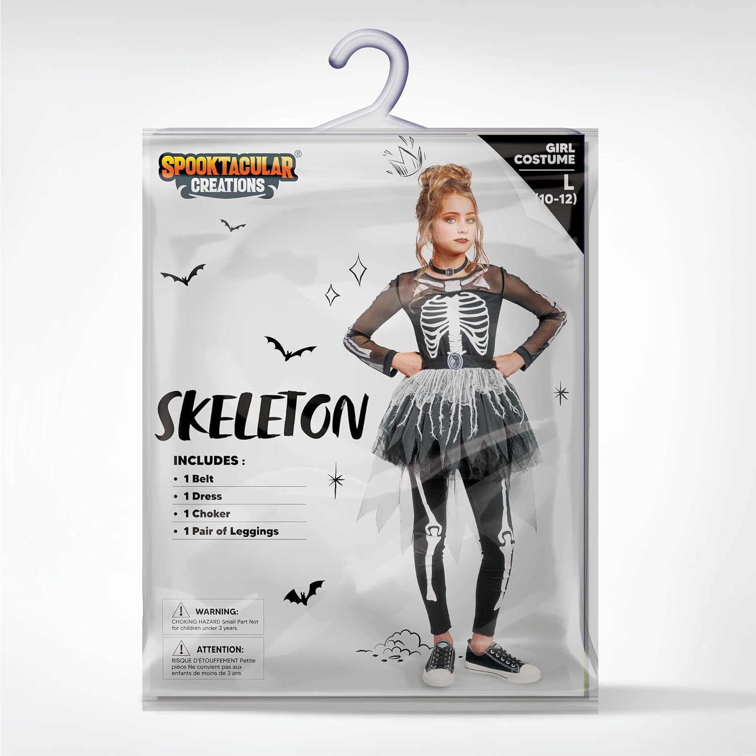 Spooktacular Creations Halloween Girls Skeleton Costume, Ghostly Skeleton Tutu Dress for Girls Halloween Dress Up image number 4