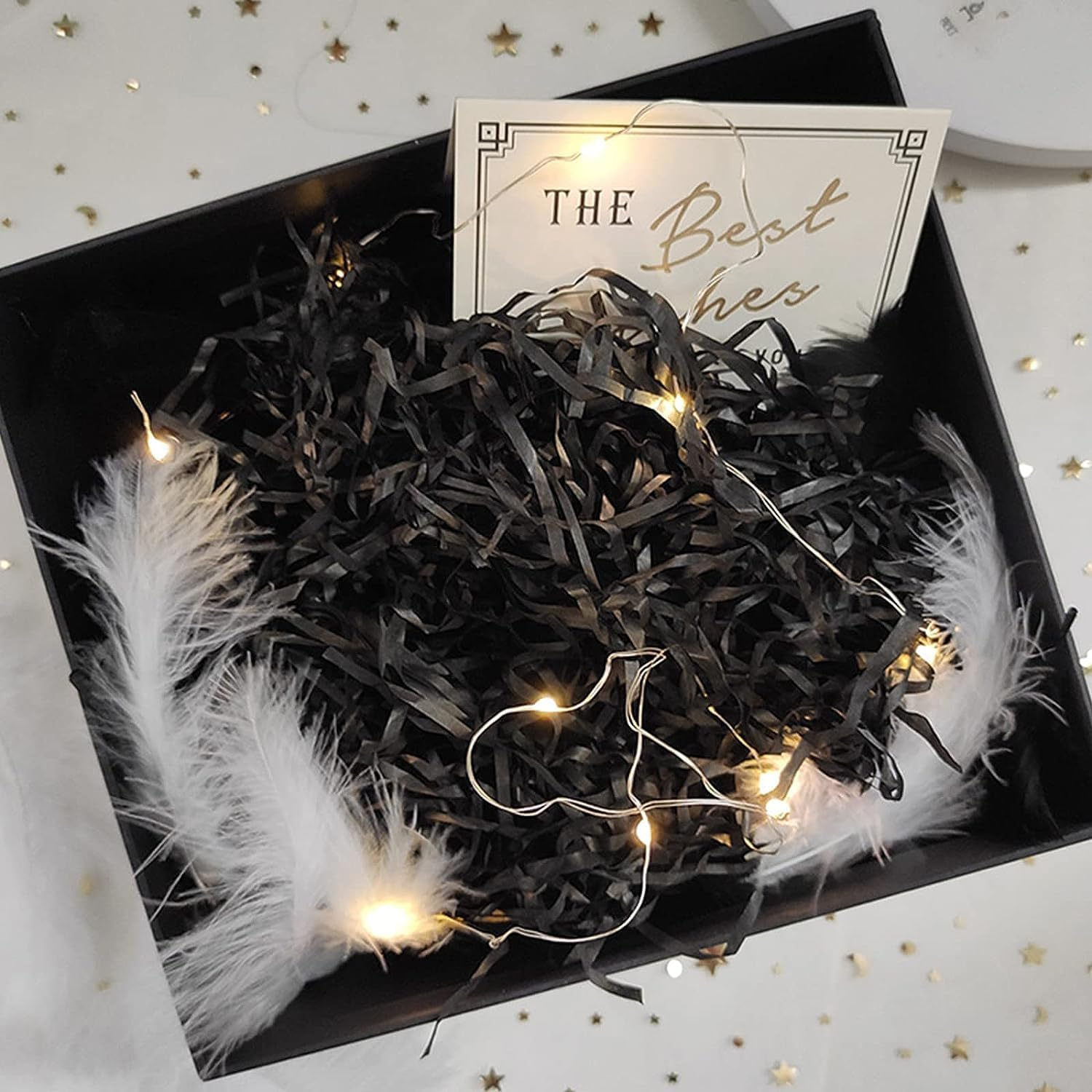 100G Crinkle Cut Paper Shred Filler for Gift Wrapping & Basket Filling, Shredded Paper for Gift Box, Crinkle Paper for Packaging (Black) image number 5