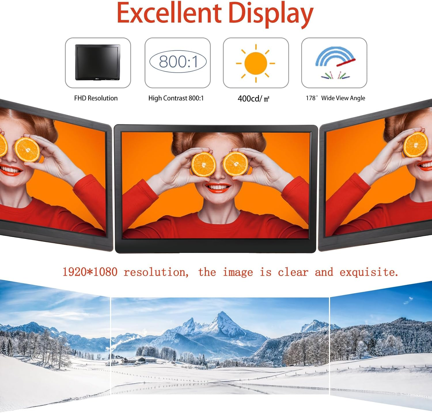 22 Inch Monitoring Security Camera Monitor LCD Display Screen Multi-Function Interface HDMI, BNC, VGA, AV, USB, CCTV Computer Monitor Built-In Speaker 1920X1080 Full HD image number 2