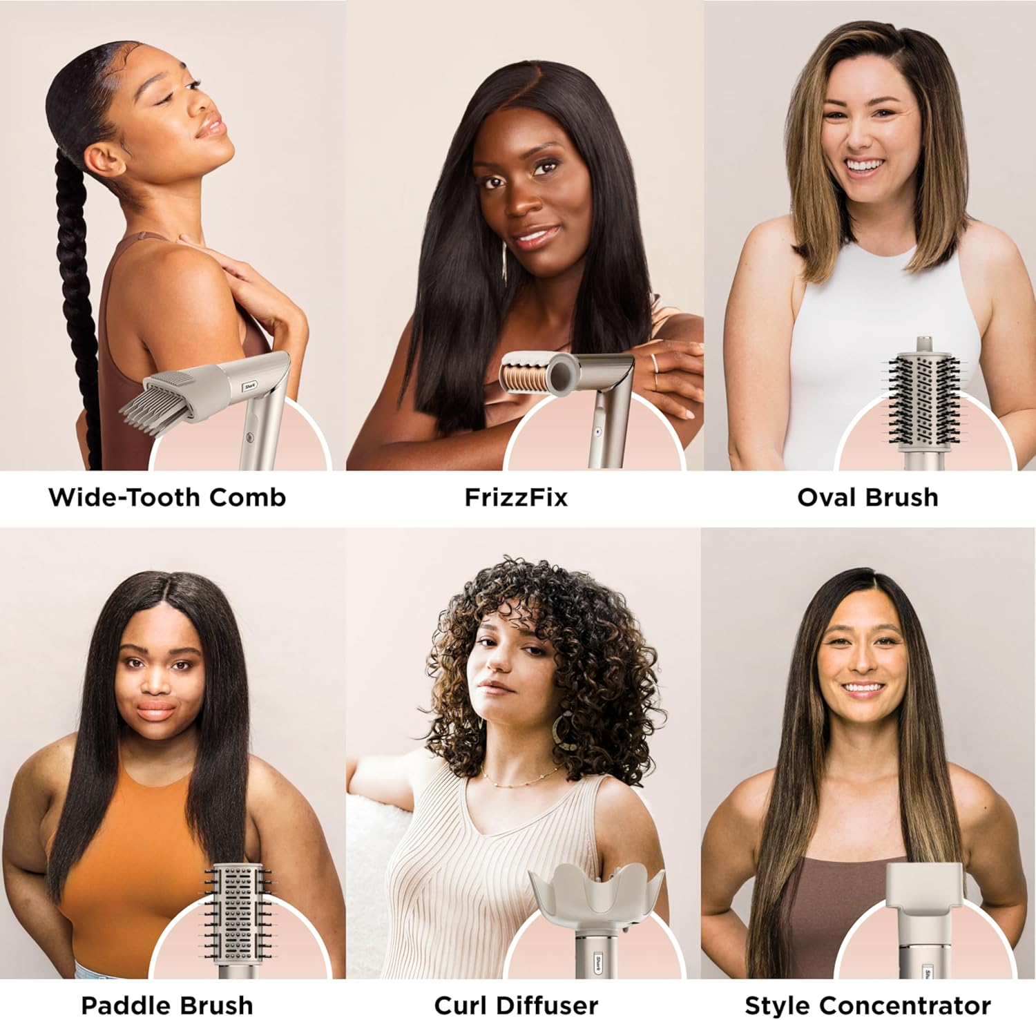 Shark Flexstyle 2-In-1 Professional Hair Dryer & Styling System, 4 Attachments, 4 Heat and 3 Airflow Settings, Heat Damage Protection, Lightweight 700G, HD421SLANZ, Stone image number 3