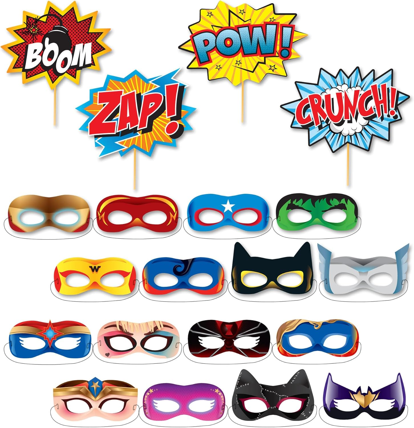 Superheroes Cityscape Photography Backdrop, Studio Props & Mask. Great as Super Hero City Photo Booth Background &ndash; Girl Birthday Party & Event Decorations