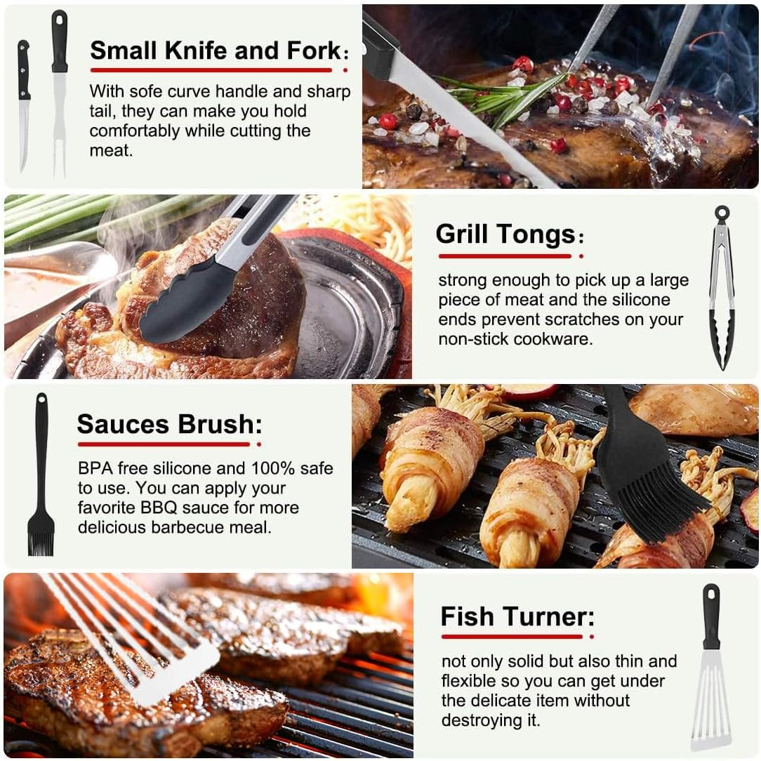 43Pcs BBQ Grill Tool Set, Stainless Steel Griddle Accessories Kit, Flat Top Grill Accessories Set, Spatula Set for Outdoor Barbecue Family Parties and Picnics,Outdoor,Plancha Grill image number 2