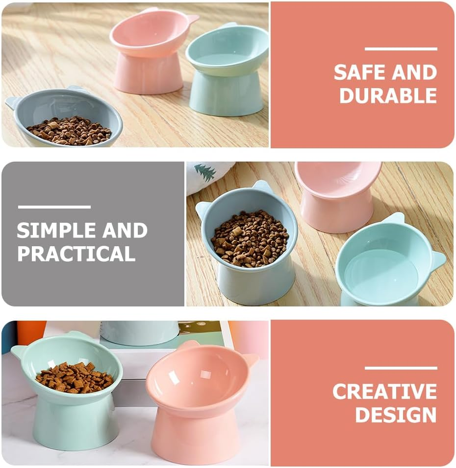 3Pcs Cat Food Dish Elevated Cat Bowls:Plastic Tilted Elevated Cat Bowls anti Vomiting Cat Bowls for Flat- Faced Cats Pet Supplies image number 5