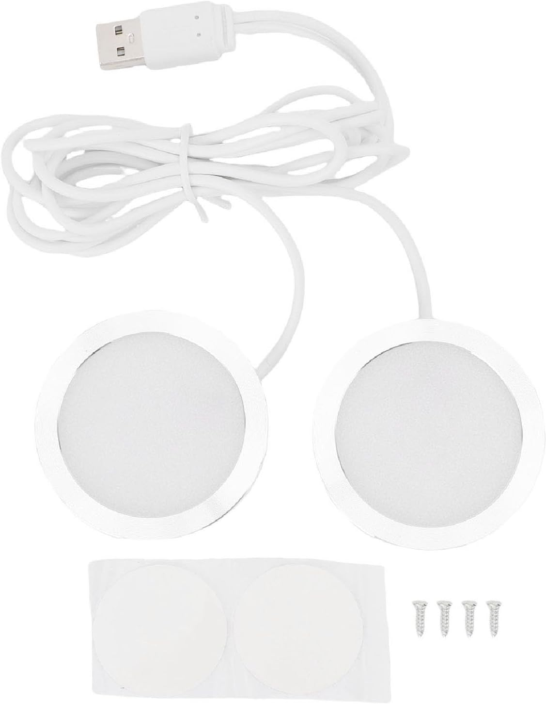 ASHATA 5V USB Dual Head LED Spotlight, Mini Ultra Slim under Counter Light Jewelry Display Lighting Model Display Lamp with 3.9Ft Cable, for Ceiling, Bedroom, Kitchen, Cabinet