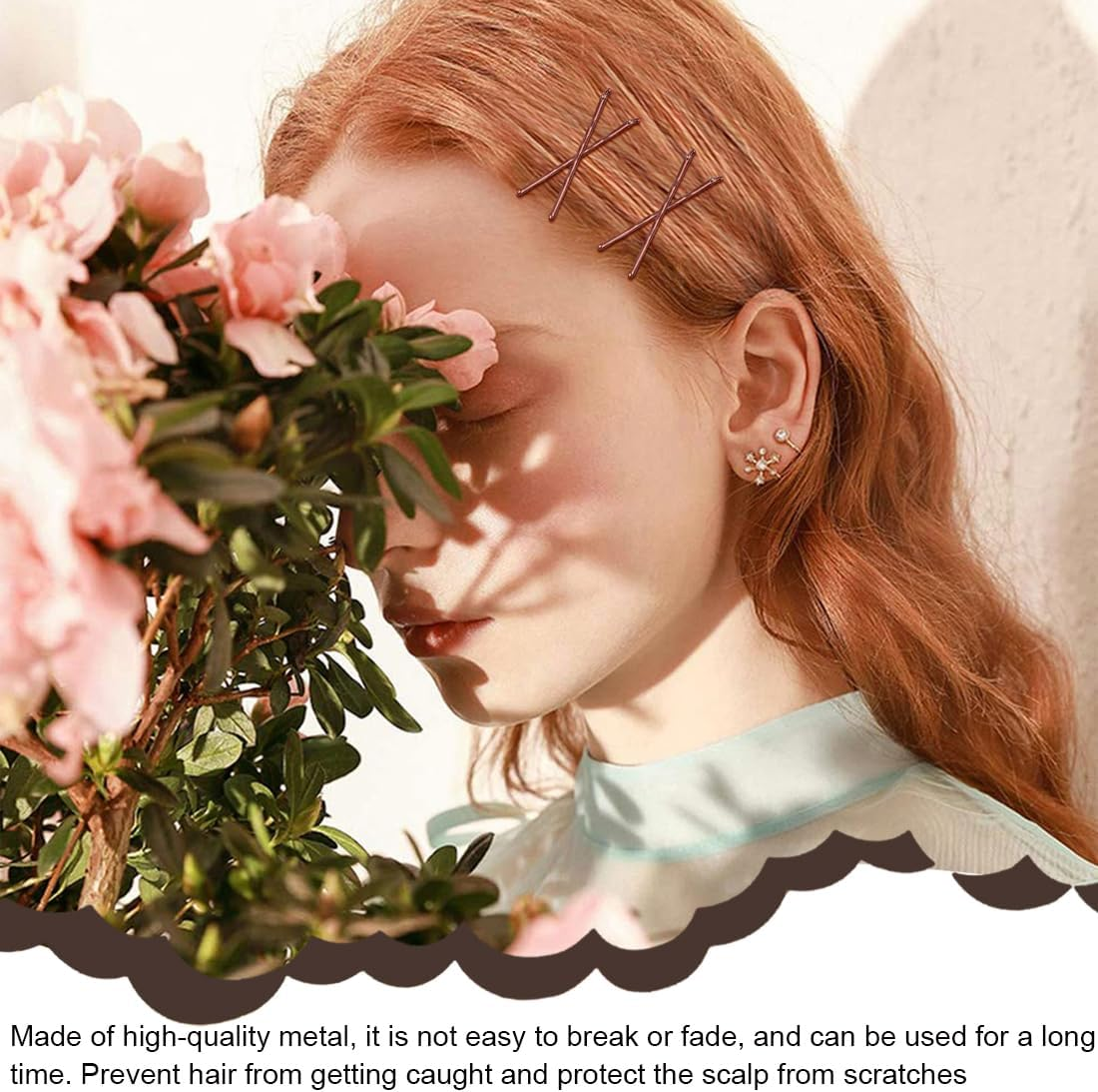 OUDQFCJ Pack of 100 Mini Hair Pins, Bobby Pins, Small Wavy Hair Pins, Metal Hair Clips for Women, Girls, Children, Buns, Long Straight Hair (5 Cm) (Brown and Black) image number 3