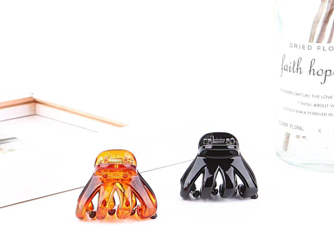 Kavya 14 Pcs Small Claw Clips Stylish Grip Octopus Mini Hair Clips for Fine Hair Plastic Non-Slip Hair Claw Clip Hairstyling Accessories for Women Girls(4Cm Black and Brown) - Set-2 image number 6