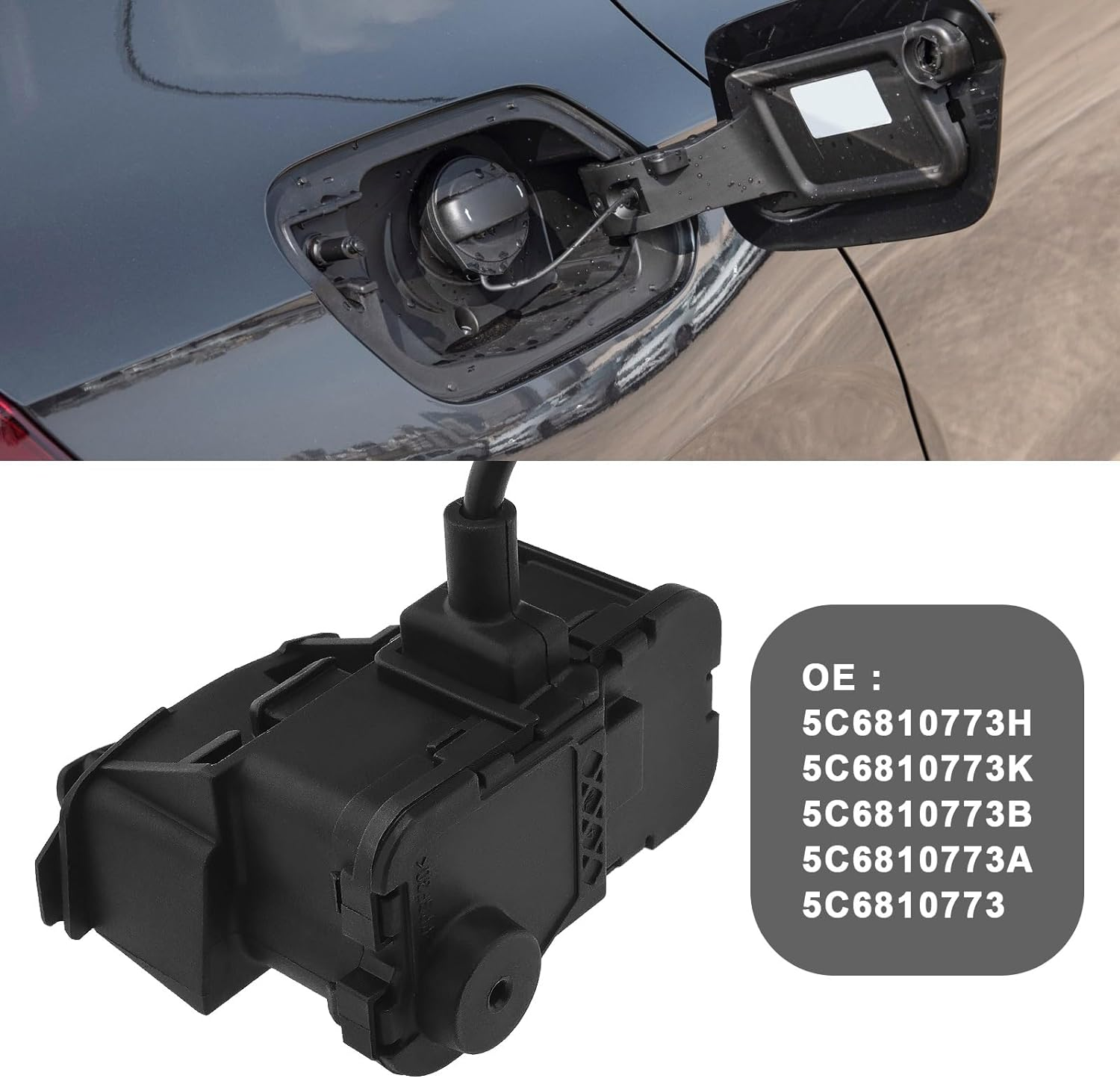 Fuel Filler Door Lock Actuator, Fuel Tank Cap Lock Actuator for Car 5C6810773H 5C6810773K 5C6810773B Compatible with VW Compatible with Skoda ABS Plastic Replacement image number 5