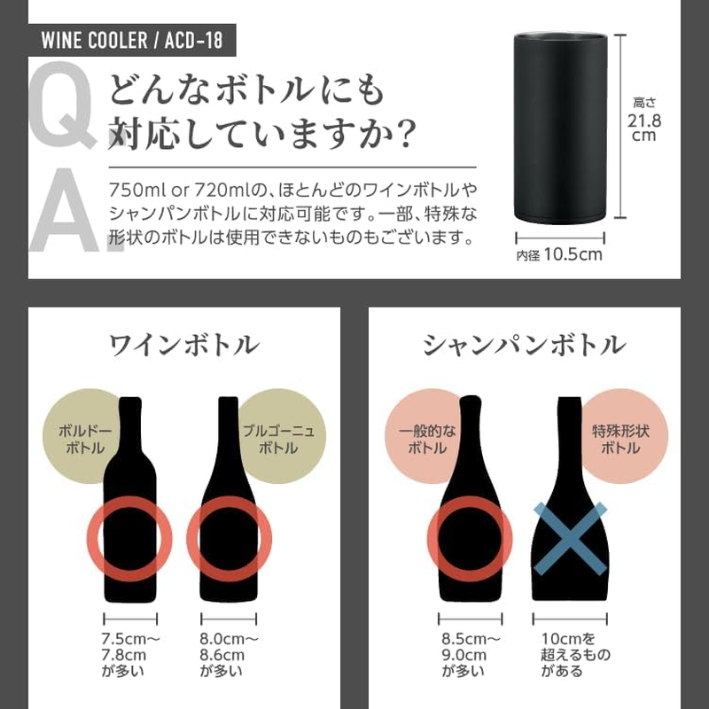 Peacock Wine Cooler Stainless Steel 1.75L Black Home Izakaya ACD-18 B image number 4