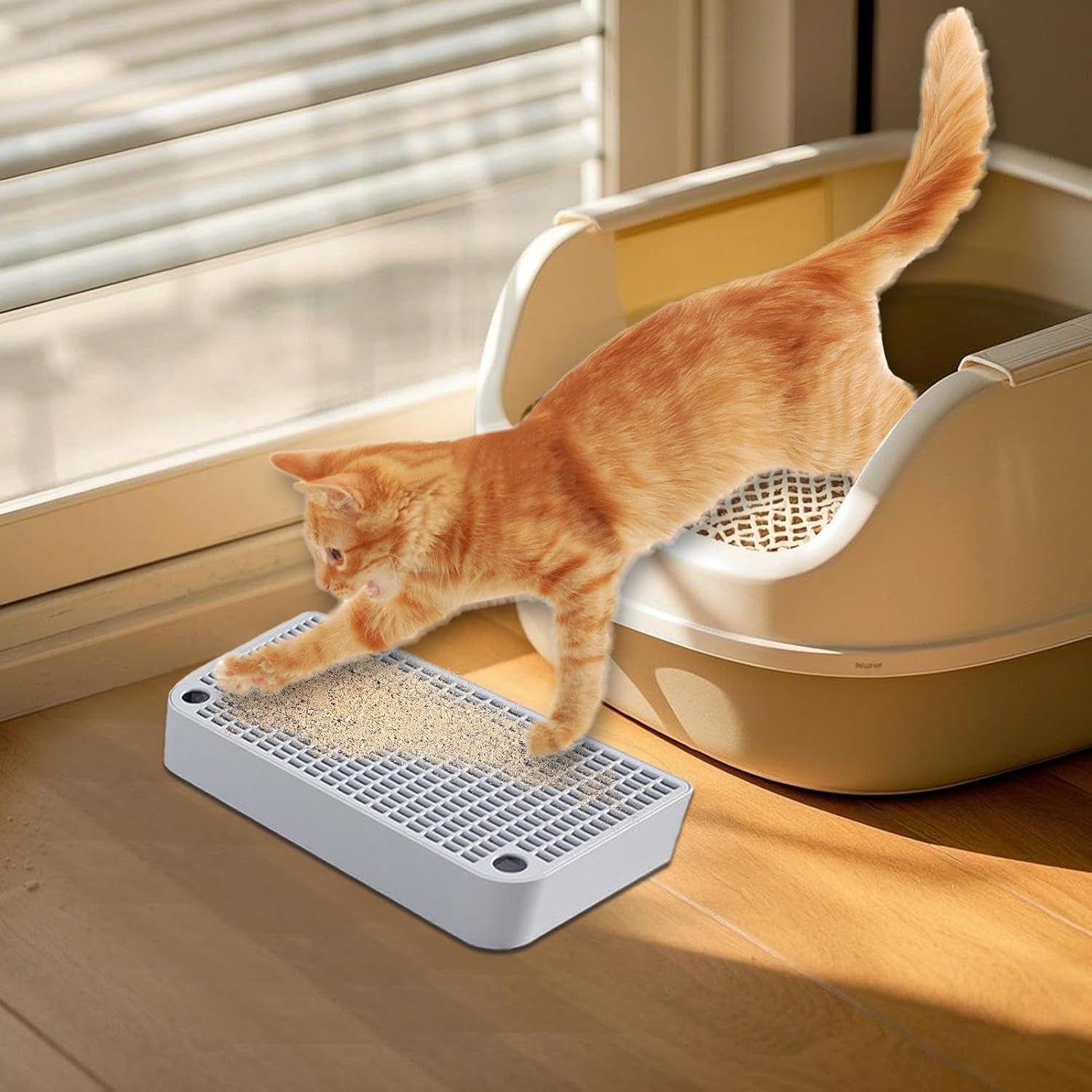 Cat Ramp Litter Box Step, Washable Cat Litter Box Step for Floor, Waterproof Kitten Toilet Front Stool for Home, Pet Room, Living Room - Black image number 4