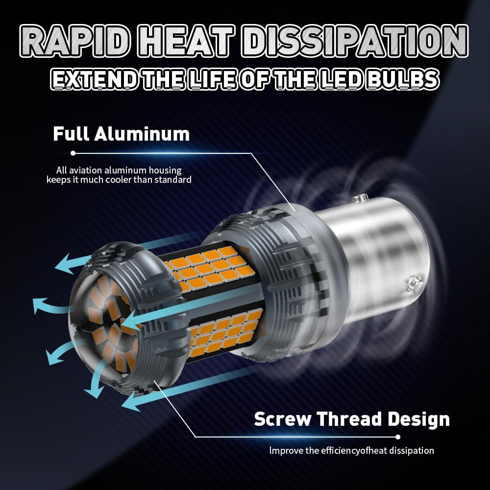 Kaidengzhe 1156 BAU15S LED Bulbs, Newest Upgrade 12V PY21W Amber LED CANBUS Error Free anti Hyper Flash 24V 2641A 12496 7507AST Yellow LED Bulb with Projector Replacement for Turn Signal Lights, 2PCS image number 5