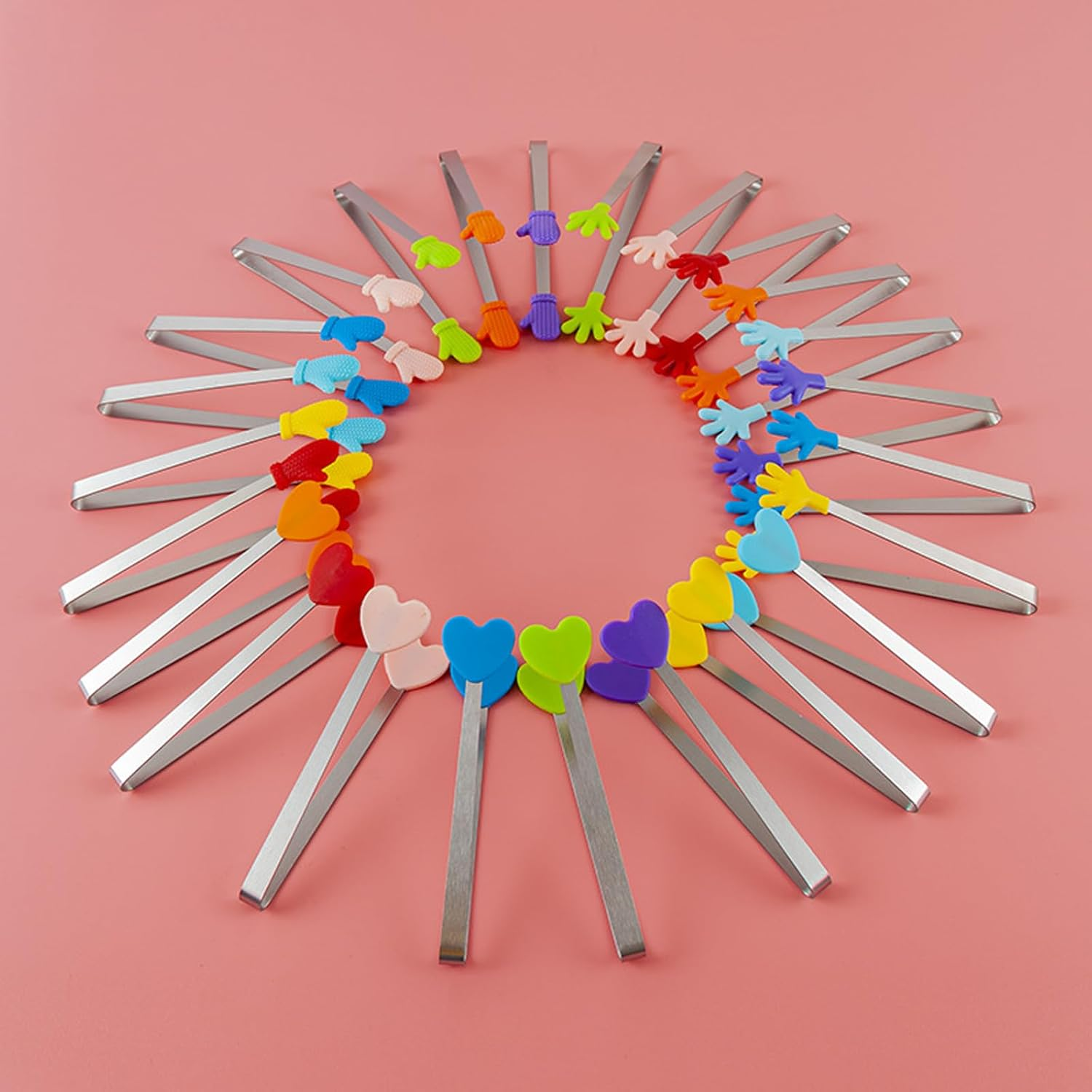 10PCS Silicone Mini Tongs (5.3 Inch), Hand Shape Kitchen Tongs for Food, Ice Cubes, Fruits, Desserts, Colorful Safe Serving Tongs for Appetizers & Barbecue (Hand Shape) image number 5