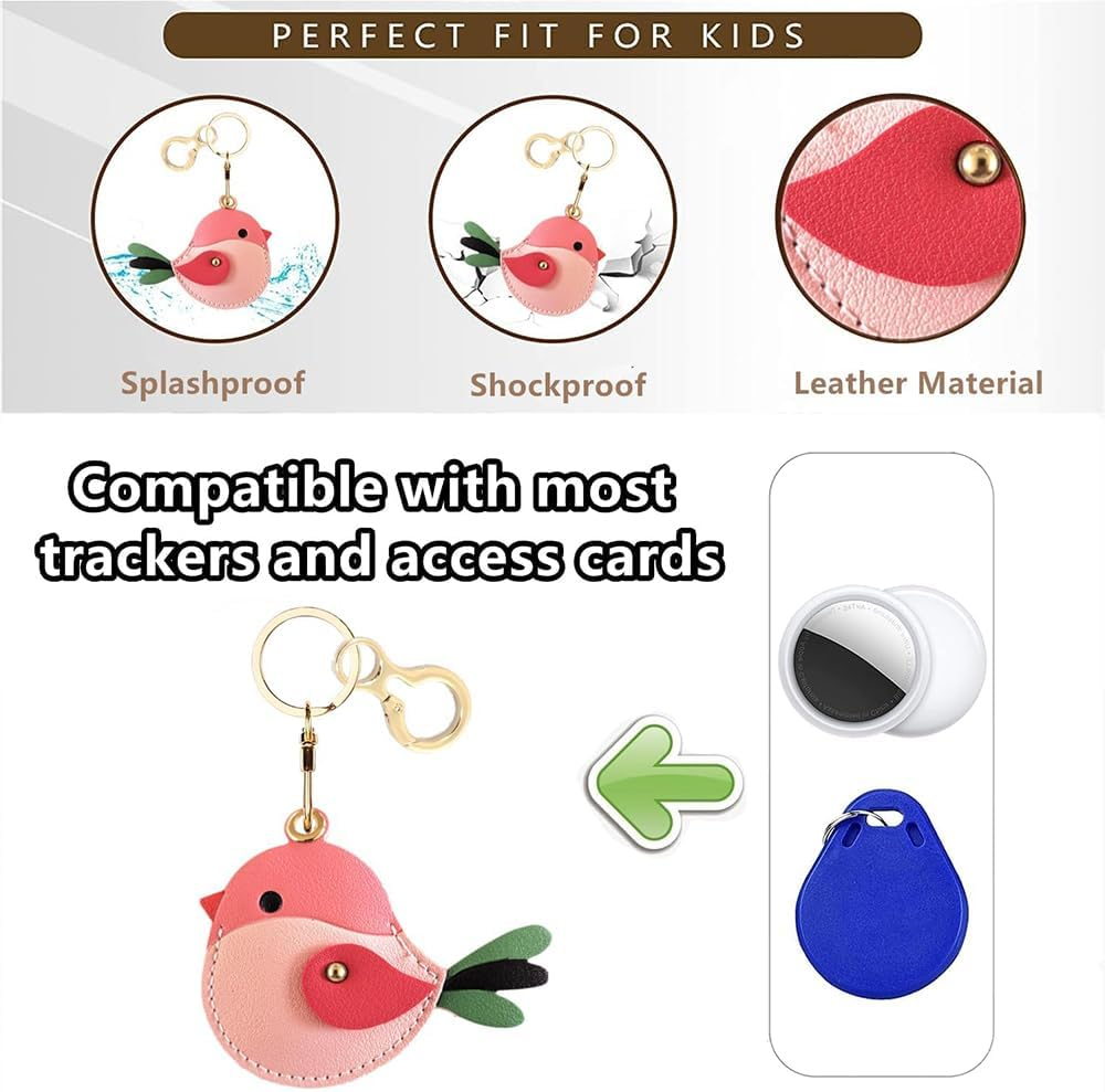 Bird Shaped Tracker Keychain, Leather Protective Case with Key Ring for Smart Tags, Anti-Scratch Cover for Pet Tracking and Bag Accessories image number 1