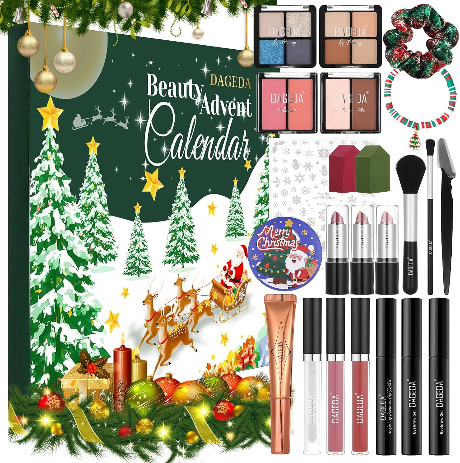 DAGEDA Beauty Advent Calendar 2025,24 Days Christmas Makeup Gifts for Women,Contains Beauty Makeup Kit, Xmas Clothes Accessories, 24 Surprise Christmas Countdown Festival Gifts Set for Women Girls image number 2