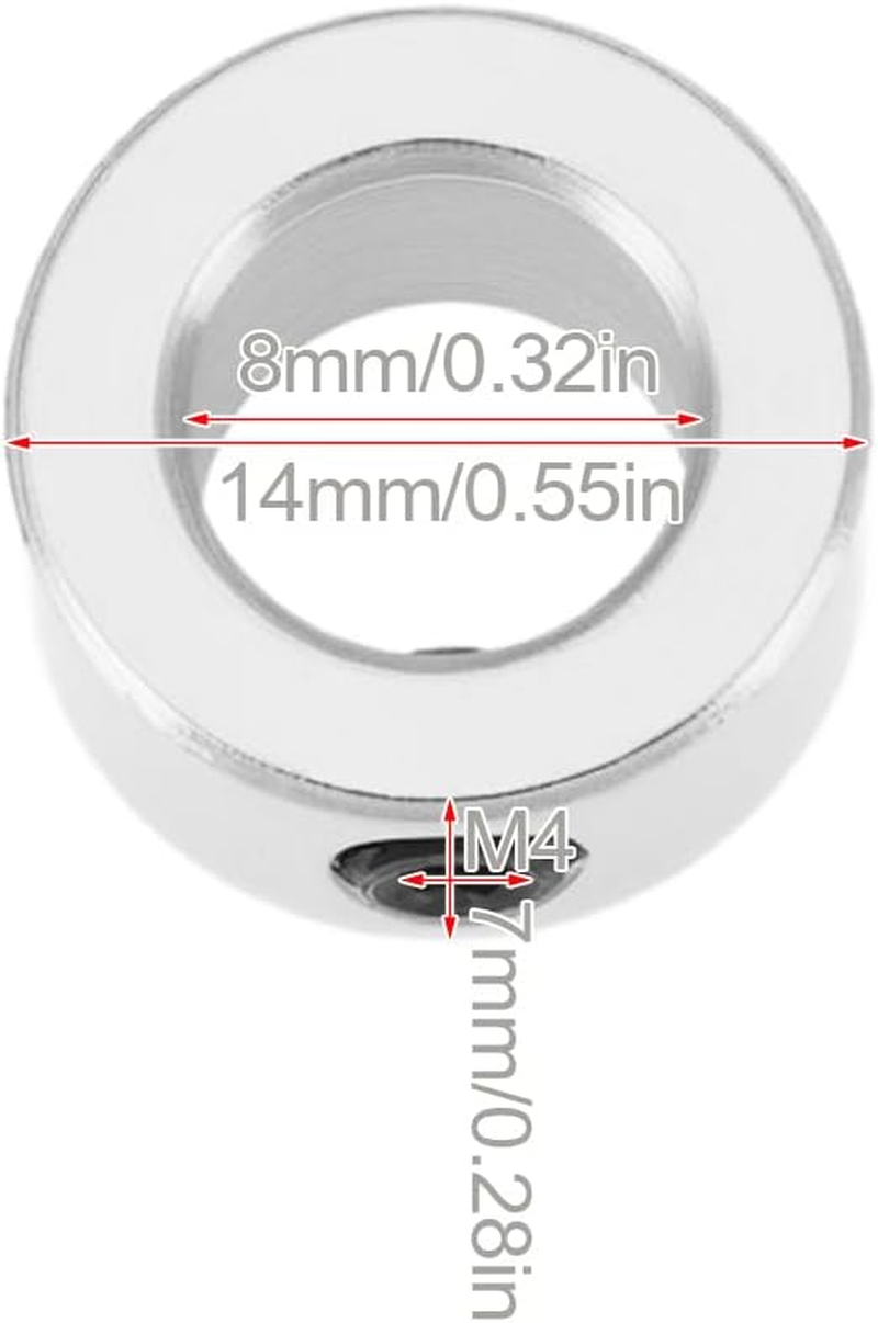 Create Idea 10Pcs 8Mm Shaft Lock Collars T5 Lead Screw Lock Rings 3D Printer Stainless Steel Screw Fixing Ring with Hexagonal Wrench Silver image number 3