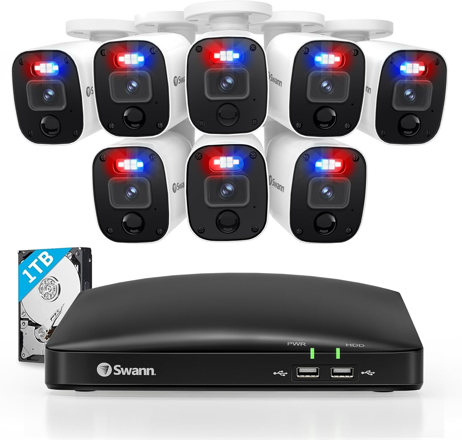 Swann 8 Channel 8 Camera 1080P Full HD Security System with 4680 1TB DVR Recorder, Wired Surveillance Bullet Cameras, Colour Night Vision, Heat & Motion Detection & Microphone | SWDVK-846808MQB image number 6