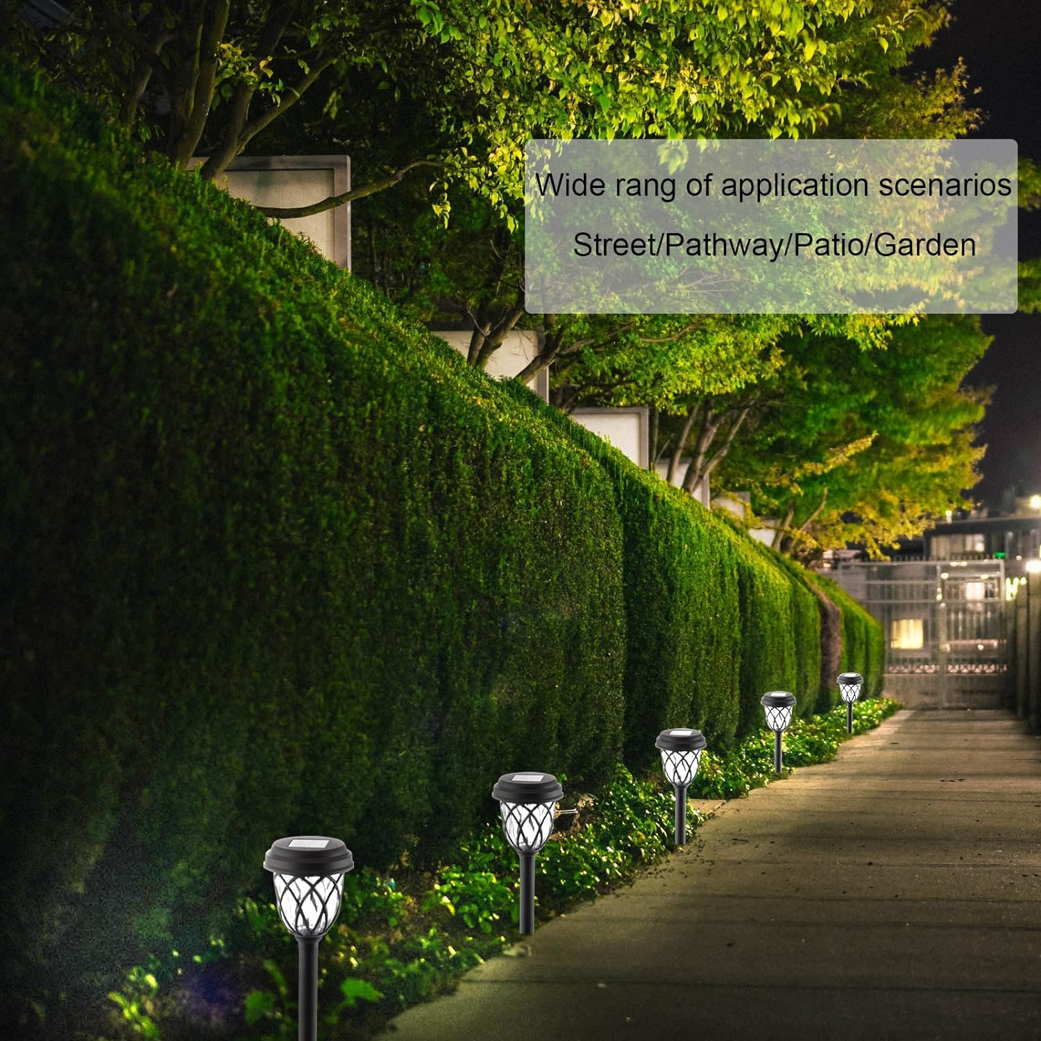 Zarek 6 Pack Solar Pathway Lights, Outdoor White LED, IP44 Waterproof, 16.5In, 6 Hours Lighting, Black, Solar Garden Lights image number 6