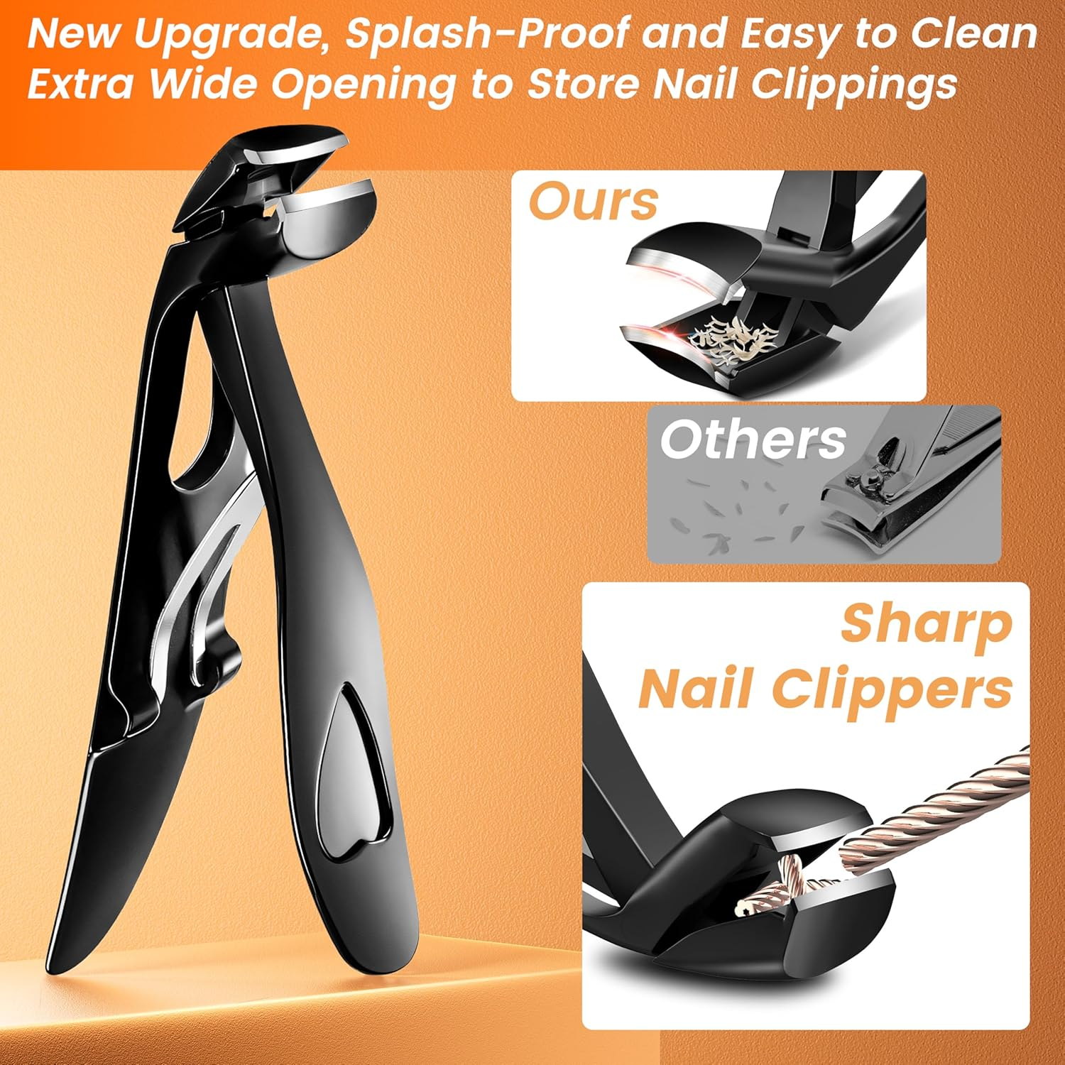 YESDEX Toe Nail Clippers - Wide Jaw Nail Clippers for Thick Nails, Professional Nail Cutter Care Kit for Seniors, Angled Head Toenail Clipper Set with Catcher for Men and Women, Travel Box for Gifts image number 2