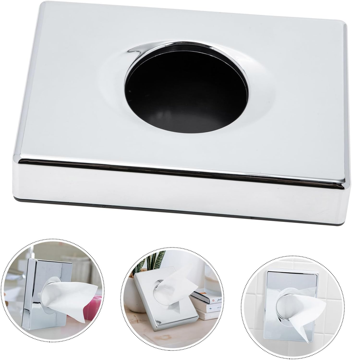 SHOWERORO Hotel Toilet Tissue Box Wall Mount Napkin Holder Box Tissue Dispenser for Home Commercial Plastic Storage Holder image number 3