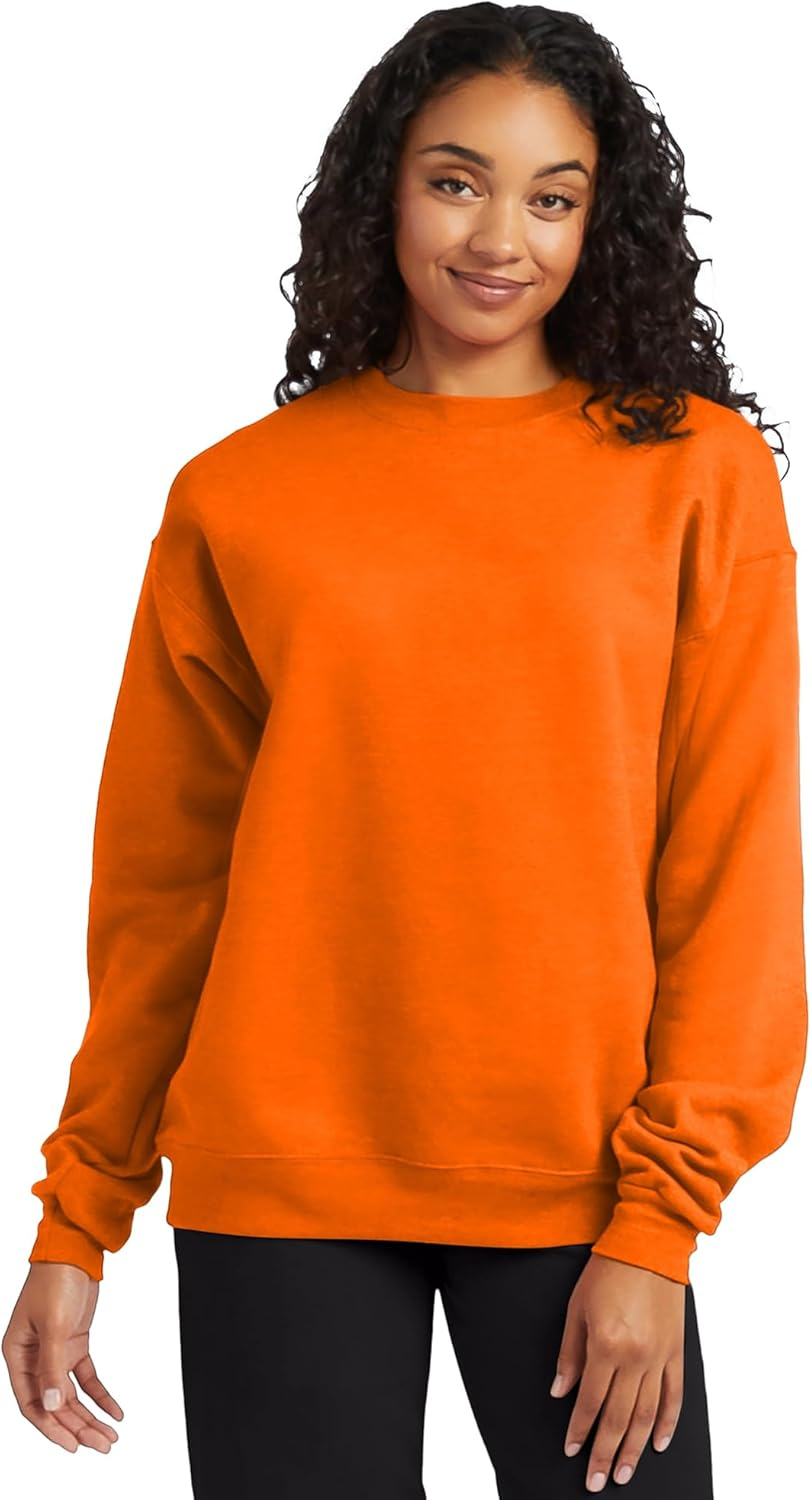 Hanes Men'S Ecosmart Fleece Sweatshirt, Cotton-Blend Pullover, Crewneck Sweatshirt for Men, 1 or 2 Pack Available, Safety Orange - 1 Pack, Xx-Large image number 4