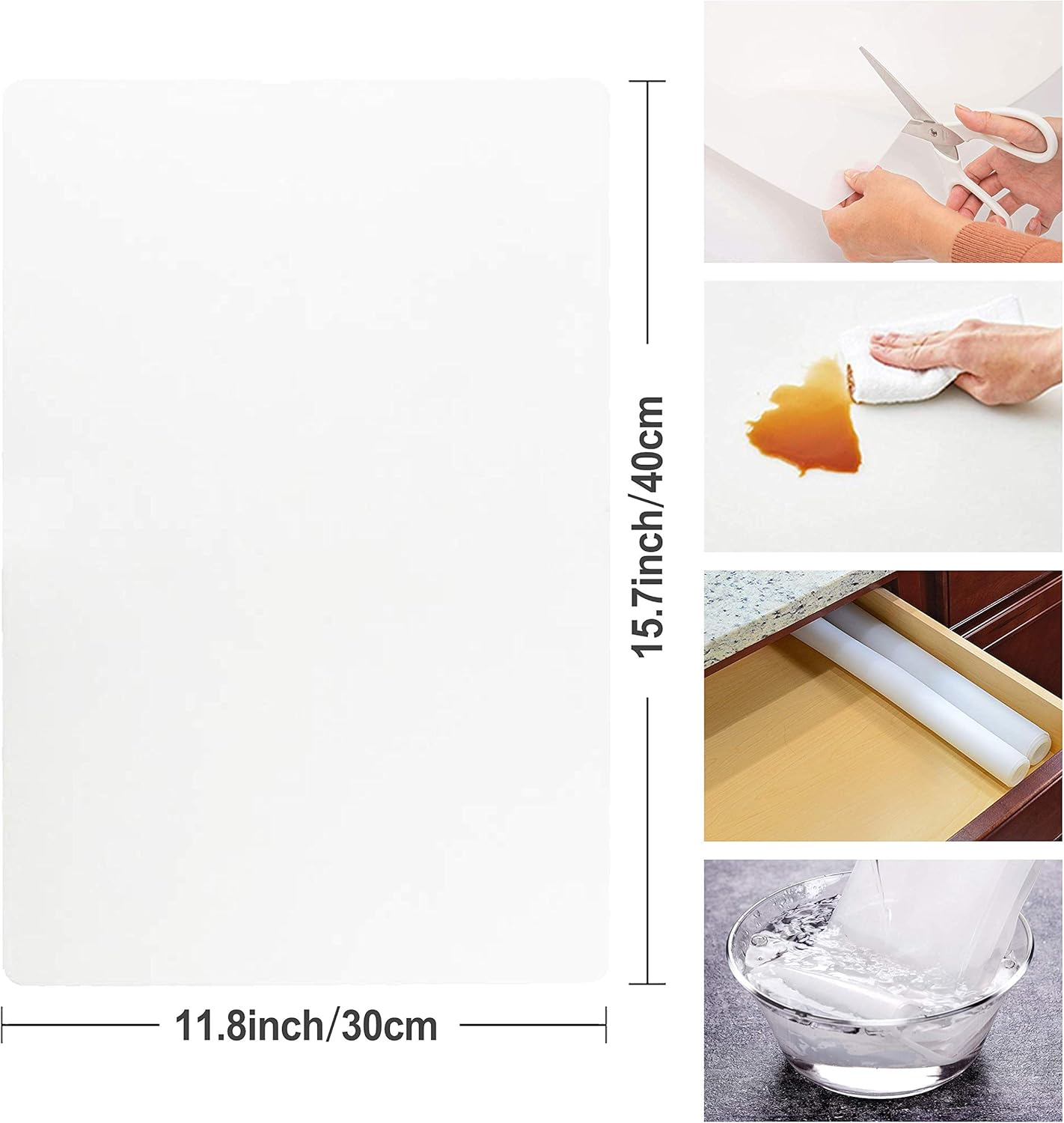 Homedo Waterproof Silicone Placemats, Non-Stick Baking Mat, Non-Slip Dining Table Mat for Kids/Baby/Children, Heat Resistant Insulation Countertop Protector Pads (Clear, 40X30Cm-4Pack) image number 6