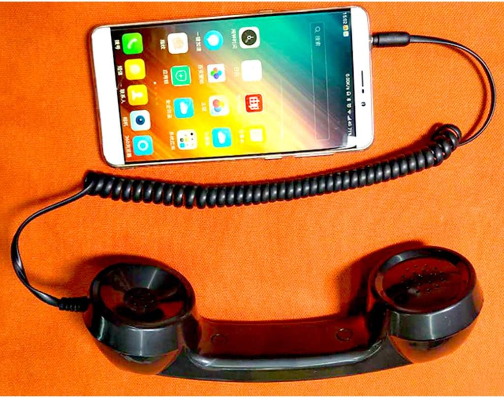 FITYLE 3.5Mm Retro Classic Telephone Cell Phone Handset Receiver for Iphone - Black