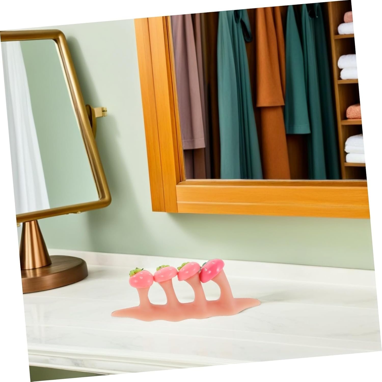 2 Sets Silicone Toe Separators for Pedicure Soft Comfortable Toe Spreaders with Strawberry Beads Decor for Nail Art Salon and Home Use image number 4