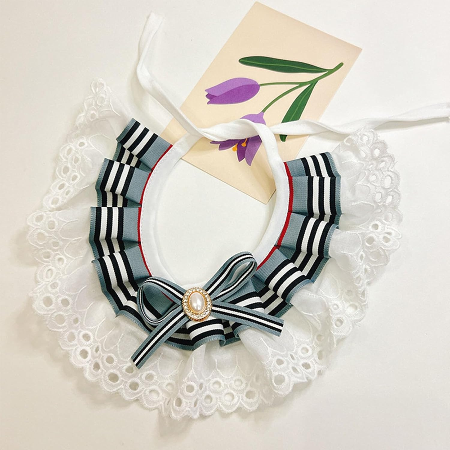 Cat Collar Bib, Lace Cat Bandana Bowknot Lace Dogs Scarf Bibs Dog Cat Collar Bow Tie, Adjustable Pet Decor Costume Accessories Girl Bandanas Costume Decor Accessories for Puppy Cats(S)