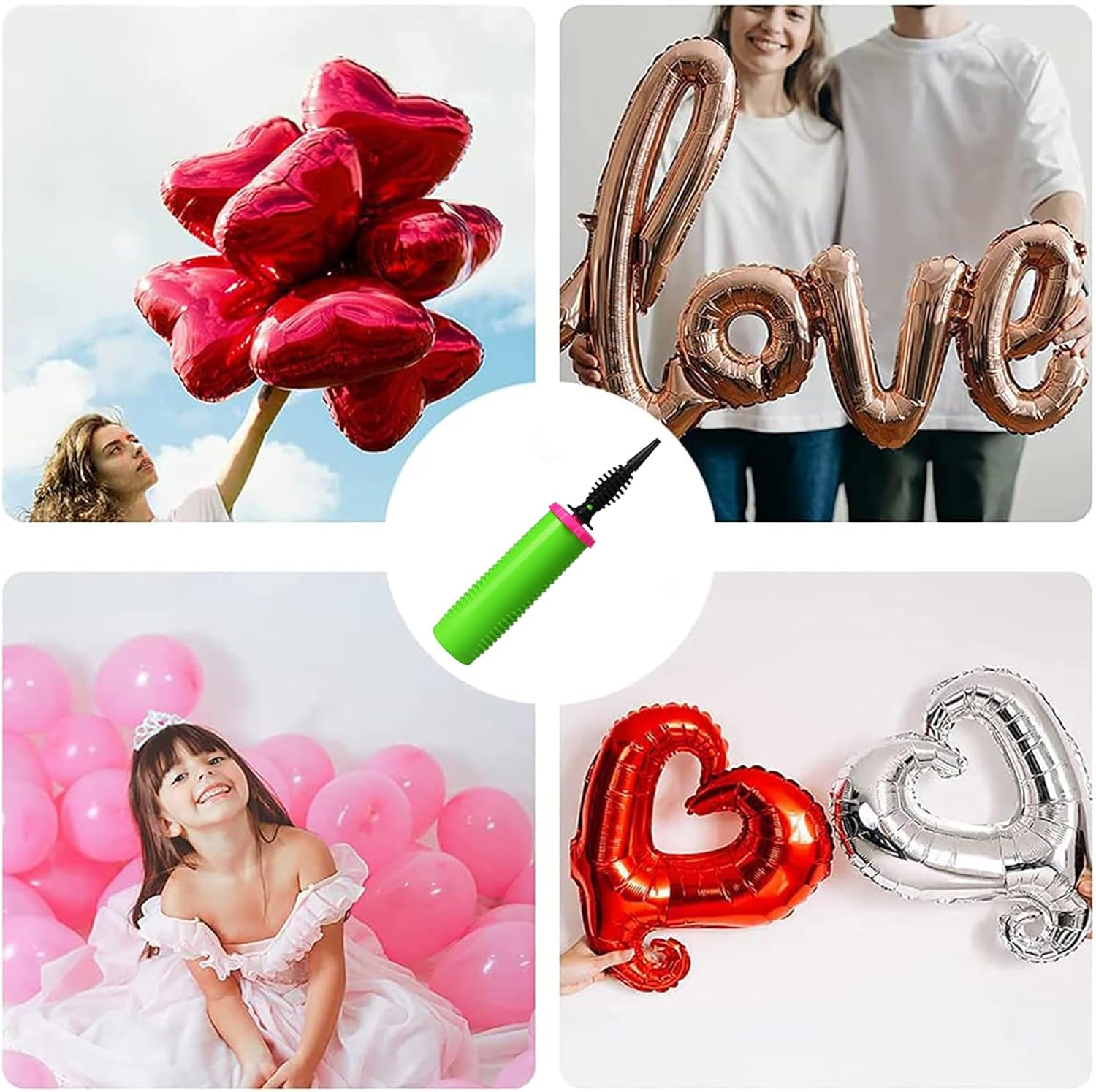 Ouyili Balloon Pump Hand Two-Way Dual Action Inflate 2Pack and Balloon Tying Tool in One, Handheld Air Pump Portable Manual Balloons Inflators for Party with Extra Accessories image number 6