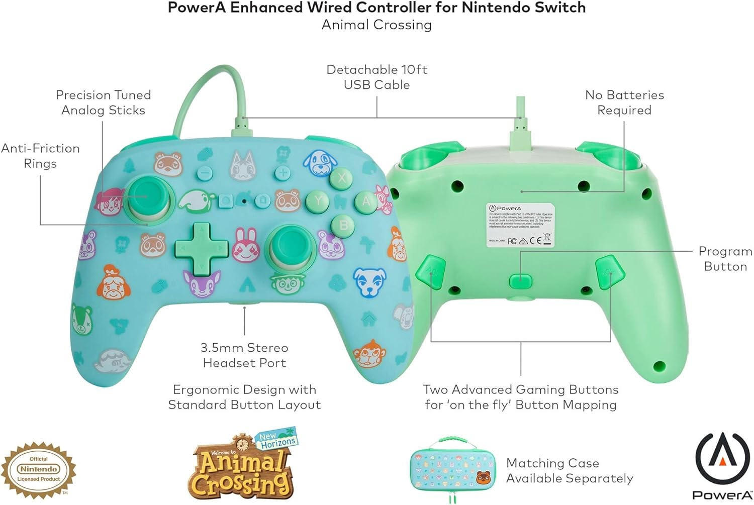 Powera Enhanced Wired Controller for Nintendo Switch - Animal Crossing