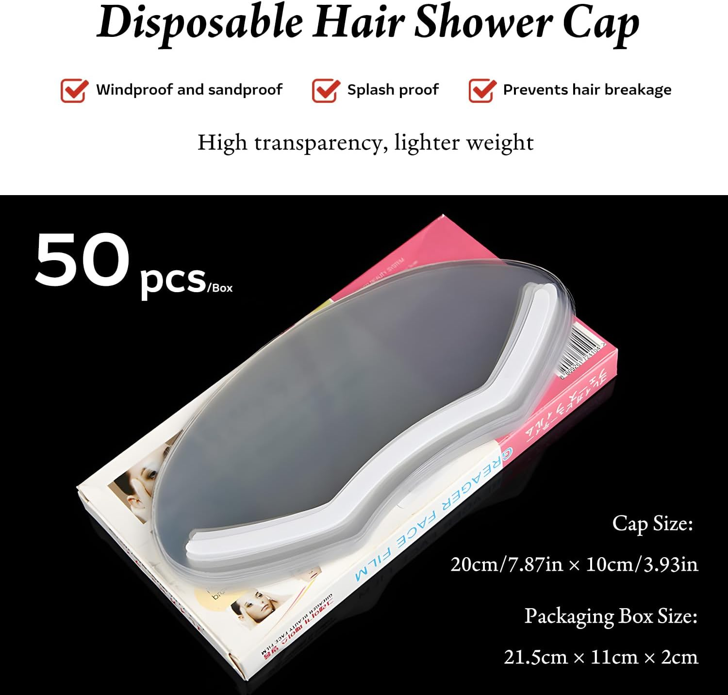 WALWAL 50 Pcs Clear Disposable Shower Face Shield Visors, Eye Protectors for Haircut Hair Dye and Eyelash Aftercare image number 4