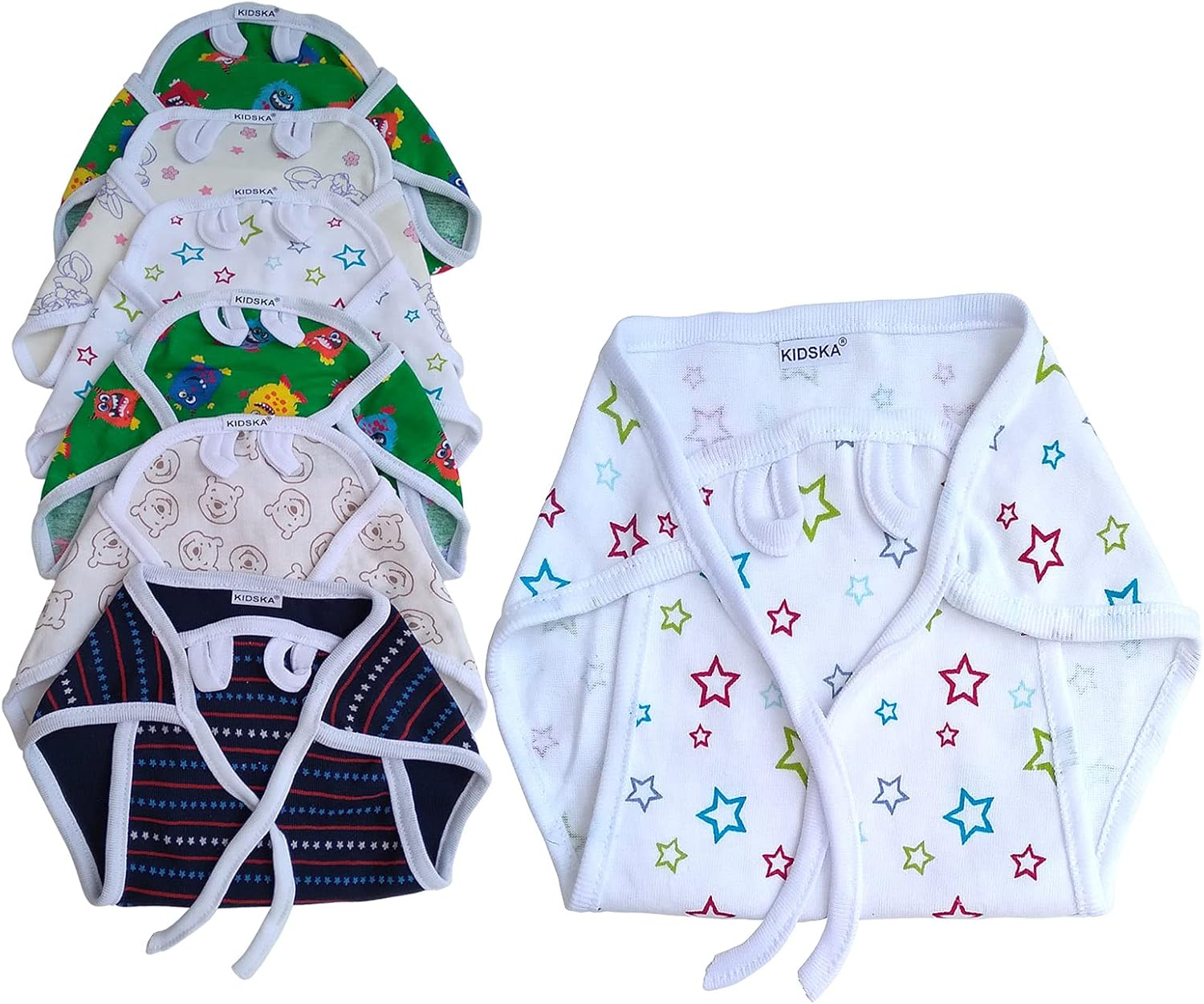 Hosiery Cotton Diapers, Nappy, Langot for New Born Baby/Diapers for Baby/Baby Nappies, Multicolor, 3-6 Month-Pack of 6 image number 2