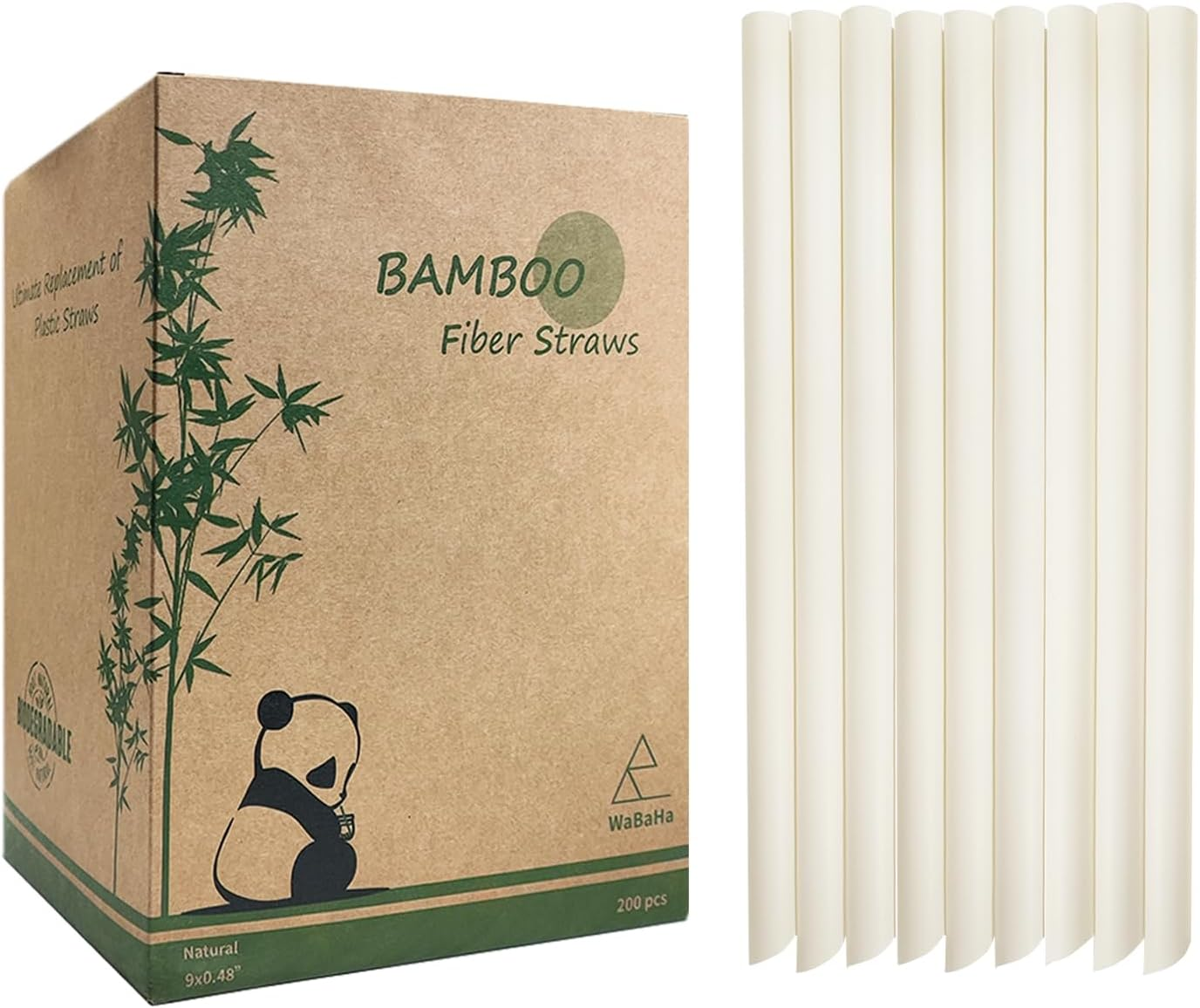 Bamboo Fiber Drinking Straws Biodegradable Bamboo Straws for Cocktail (6X197Mm Size, 240 Pack) image number 2
