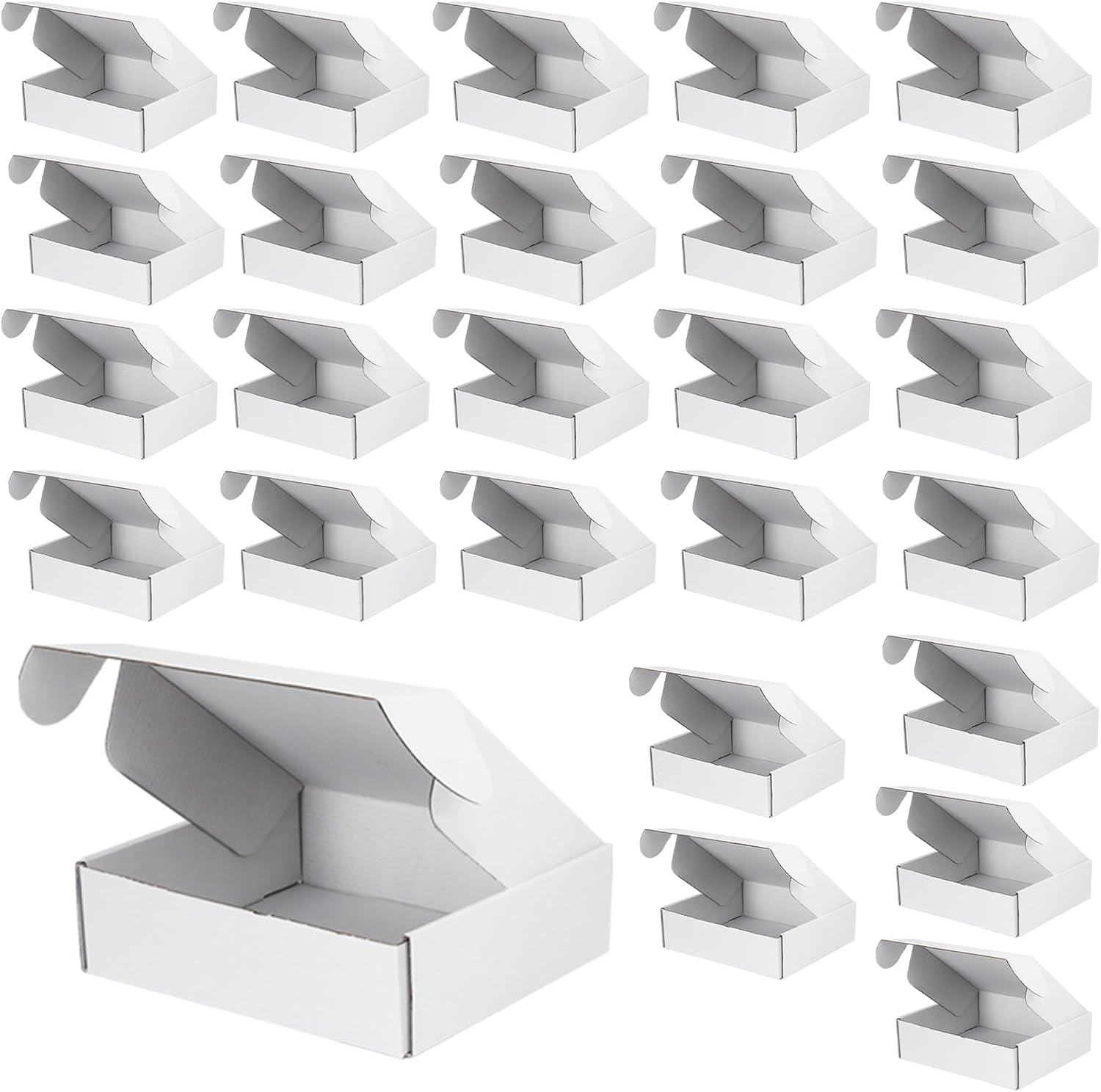 White Corrugated Cardboard Shipping Boxes, 150X100X40Mm Mailing Cardboard Shipping Packaging Boxes, Small Parcel Boxes for Small Business, Packing, Mailing, Storing, Posting (WH, 25PCS) image number 2