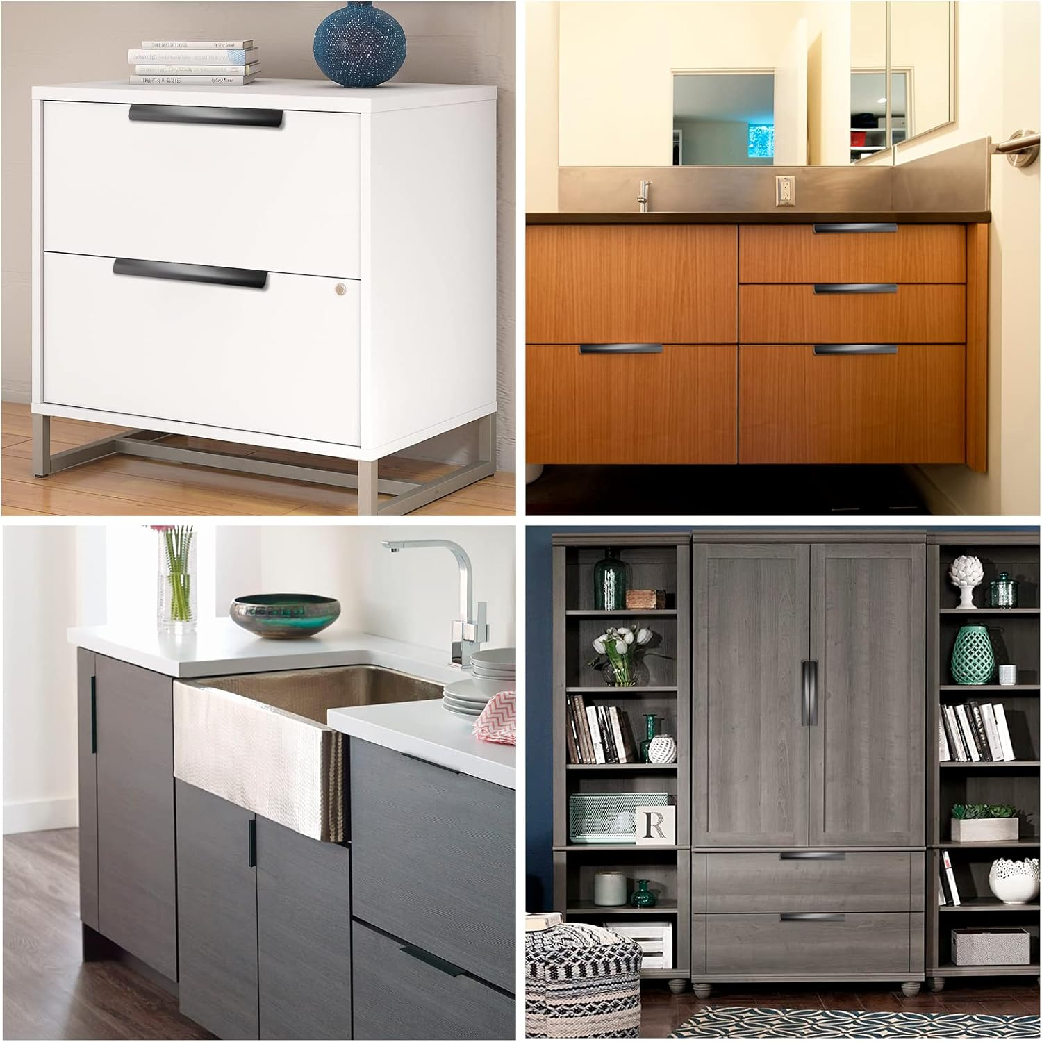 Auvotuis 10Pcs Modern Finger Edge Pulls, 120Mm/ 4.72Inch Aluminum Hidden Tab Pull Handles Black Concealed Finger Drawer Handles for Cabinet, Kitchen, Closet, Wardrobe, Door image number 5