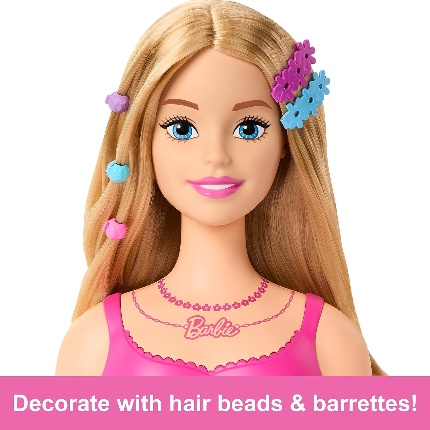 Barbie Doll Styling Head, Blond Hair with 20 Colorful Accessories, Doll Head for Hair Styling image number 3