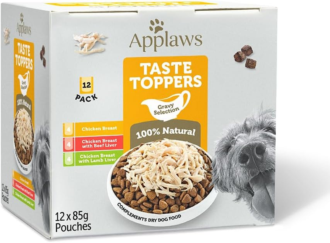Applaws Taste Toppers 100% Natural Wet Dog Food Chicken Gravy Selection 85G Pouches (Pack of 12), Limited Ingredients Pet Food image number 1