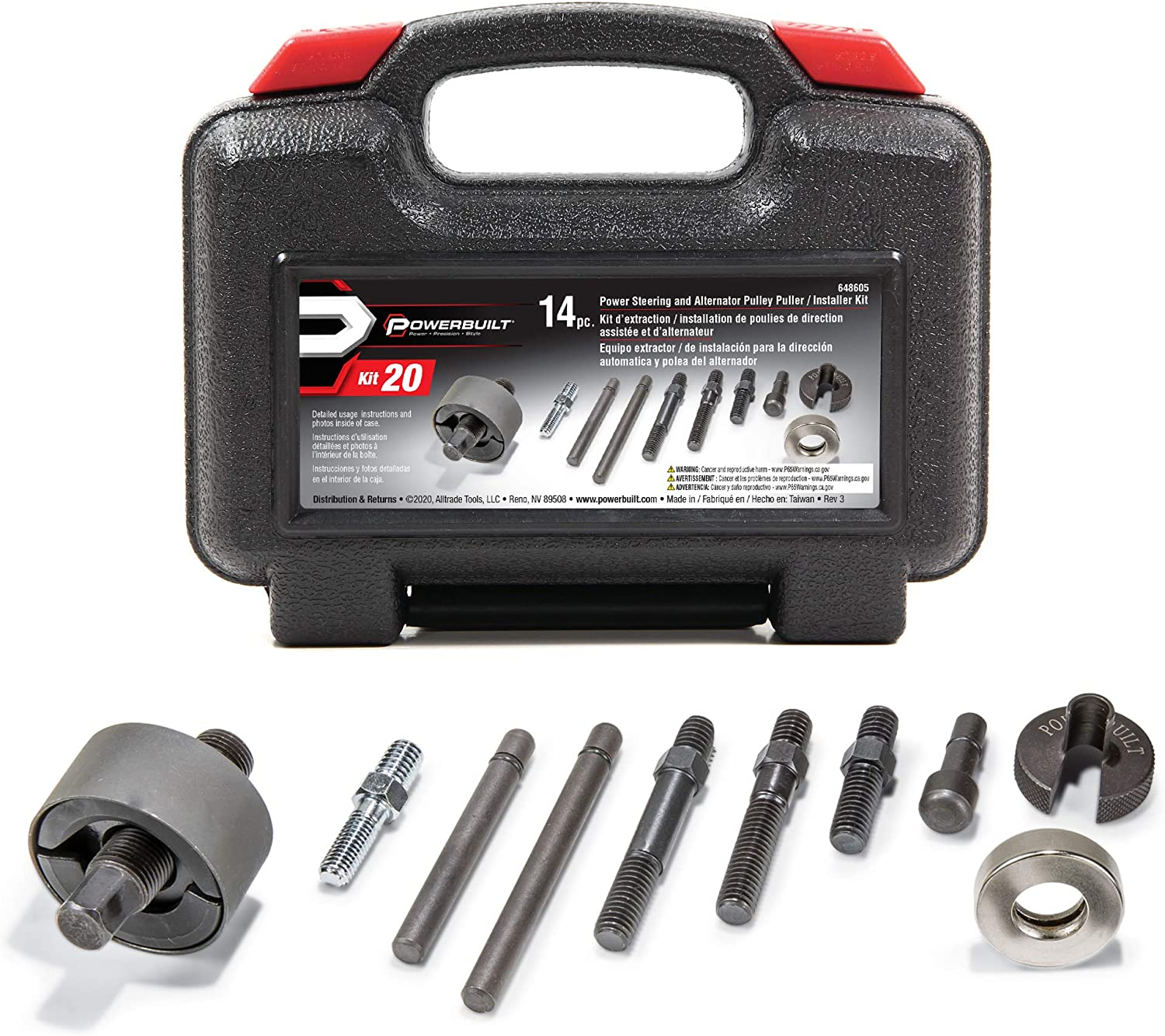 Alltrade 648605 Kit 20 Power Steering and Alternator Pulley Removal and Installation Tool Set image number 5
