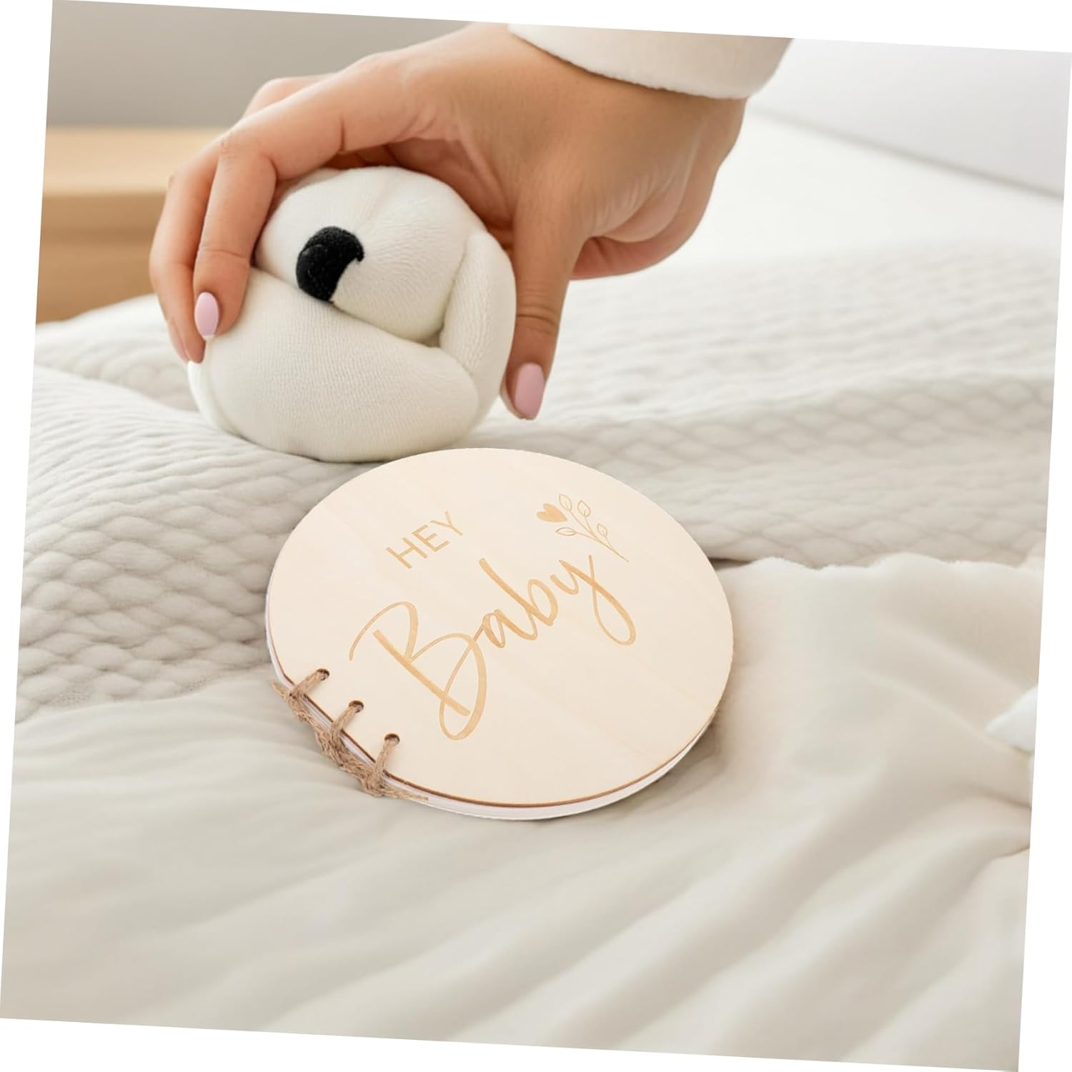 Didiseaon Wooden Message Board for Shower Rustic Signature Book Memory Album for Girl Milestone Book image number 4