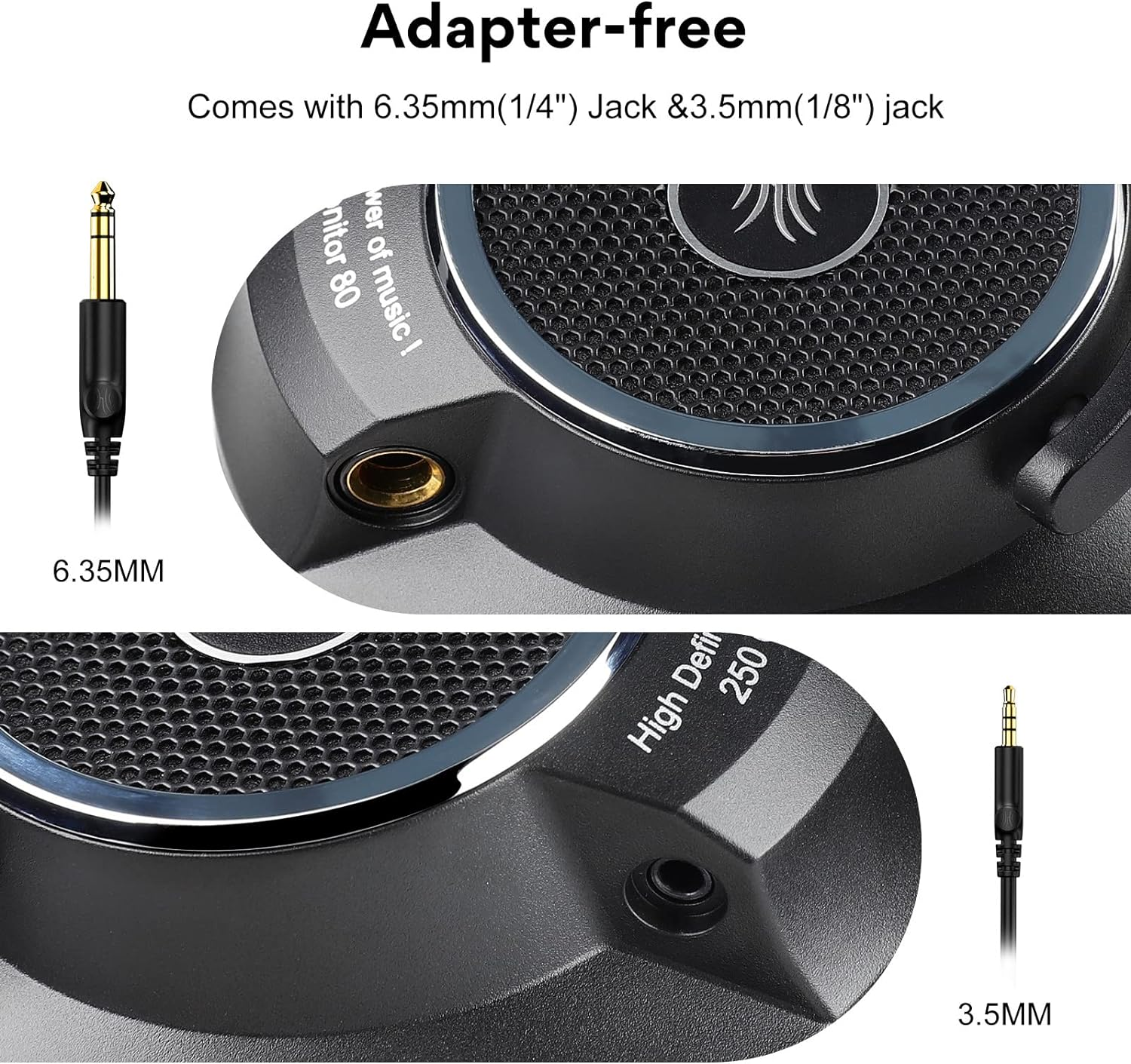 Oneodio Monitor 80 Open-Back Headphones - Studio Headphones for Mixing Mastering Editing Wired Over-Ear Headphones for Professional Studio Applications, 250 Ohm Velour Earmuffs, Noise Isolating image number 2